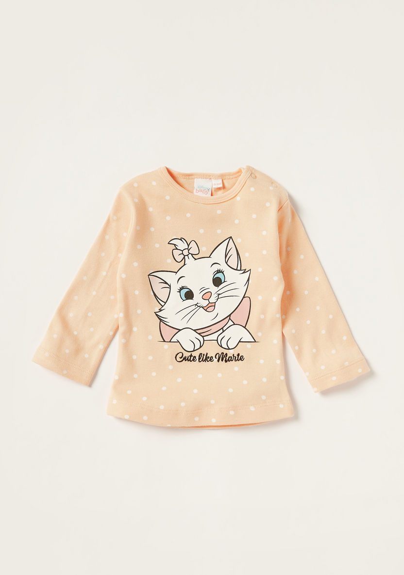 Disney Marie Cat Printed Long Sleeves T-shirt and Pyjama Set-Pyjama Sets-image-2