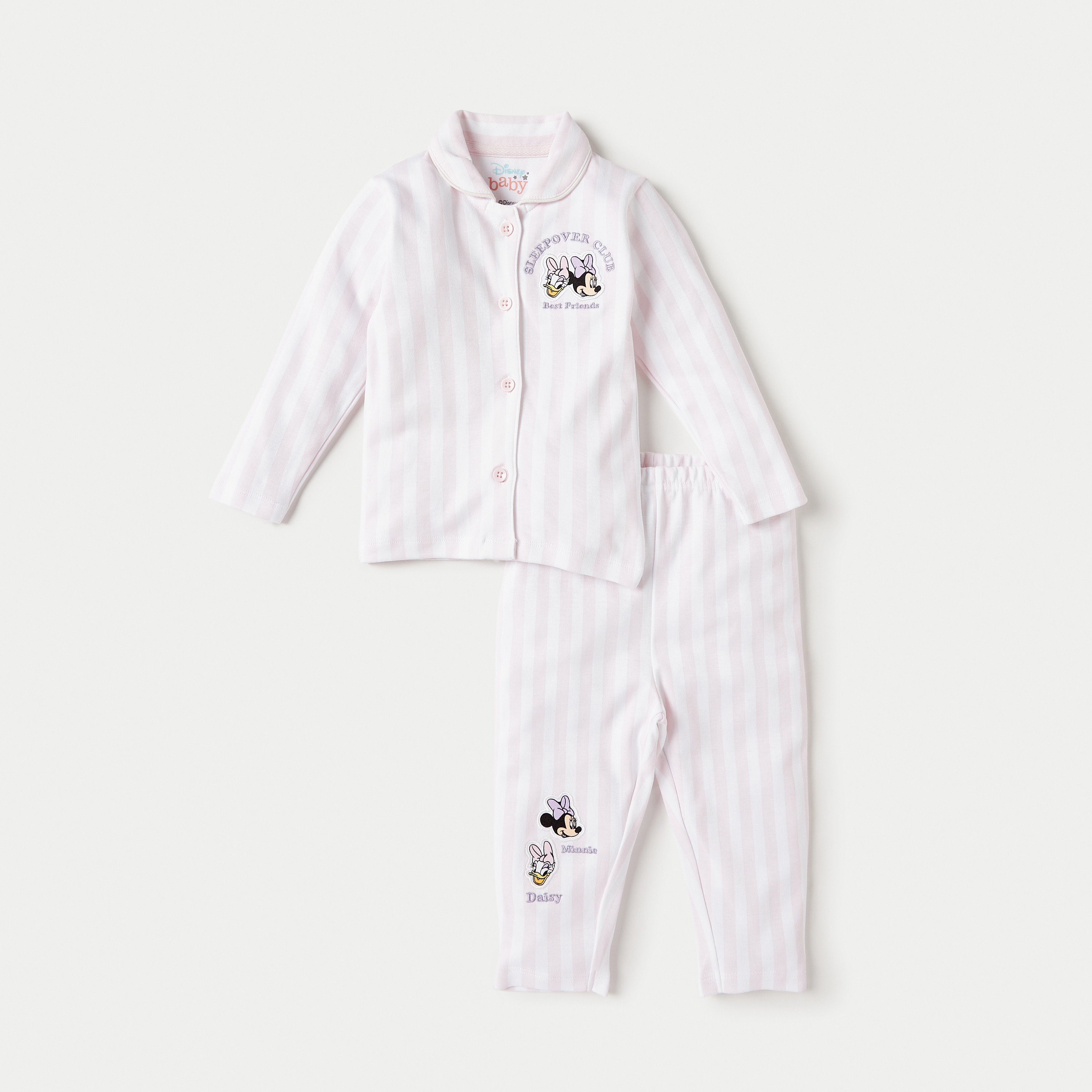 Disney Minnie Mouse and Daisy Duck Applique Shirt and Pyjama Set-baby-girls-clothing-nightwear-pyjamasets-image-1