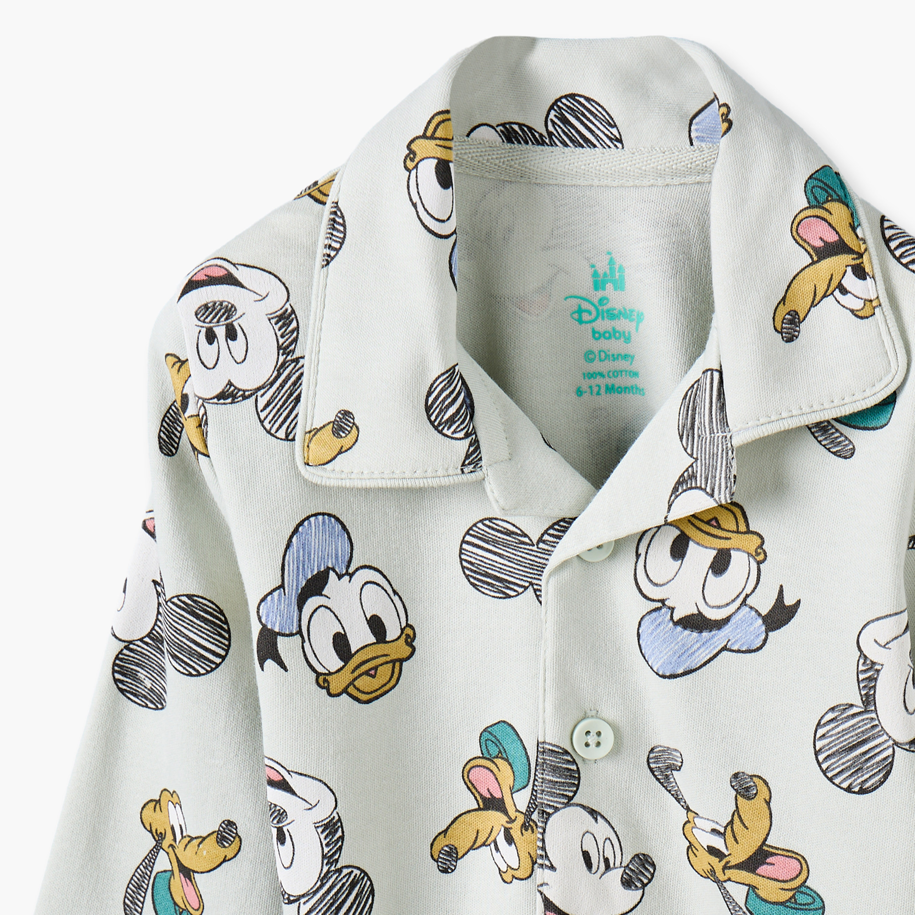 Disney Cotton Collared Long Sleeves Pyjama Set with Mickey Mouse and Friends Print-baby-boys-clothing-nightwear-pyjamasets-image-6