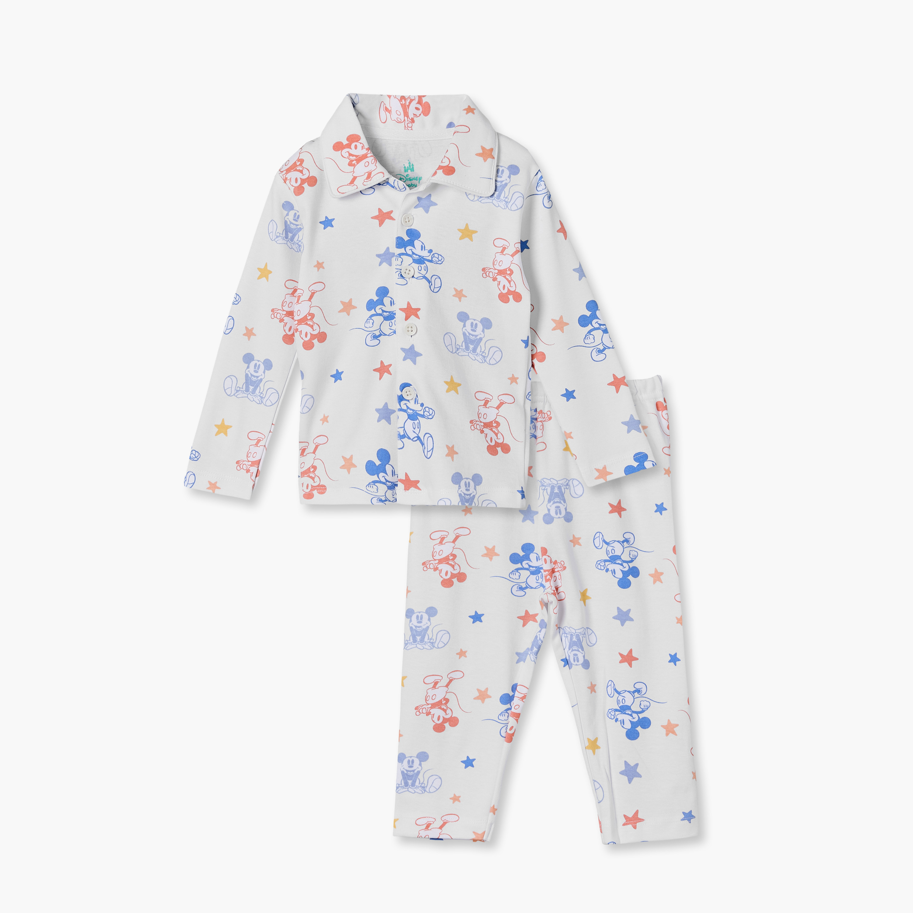 طقم بيجاما قطن بياقة عادية وأكمام طويلة وطبعات من ديزني-baby-boys-clothing-nightwear-pyjamasets-image-2