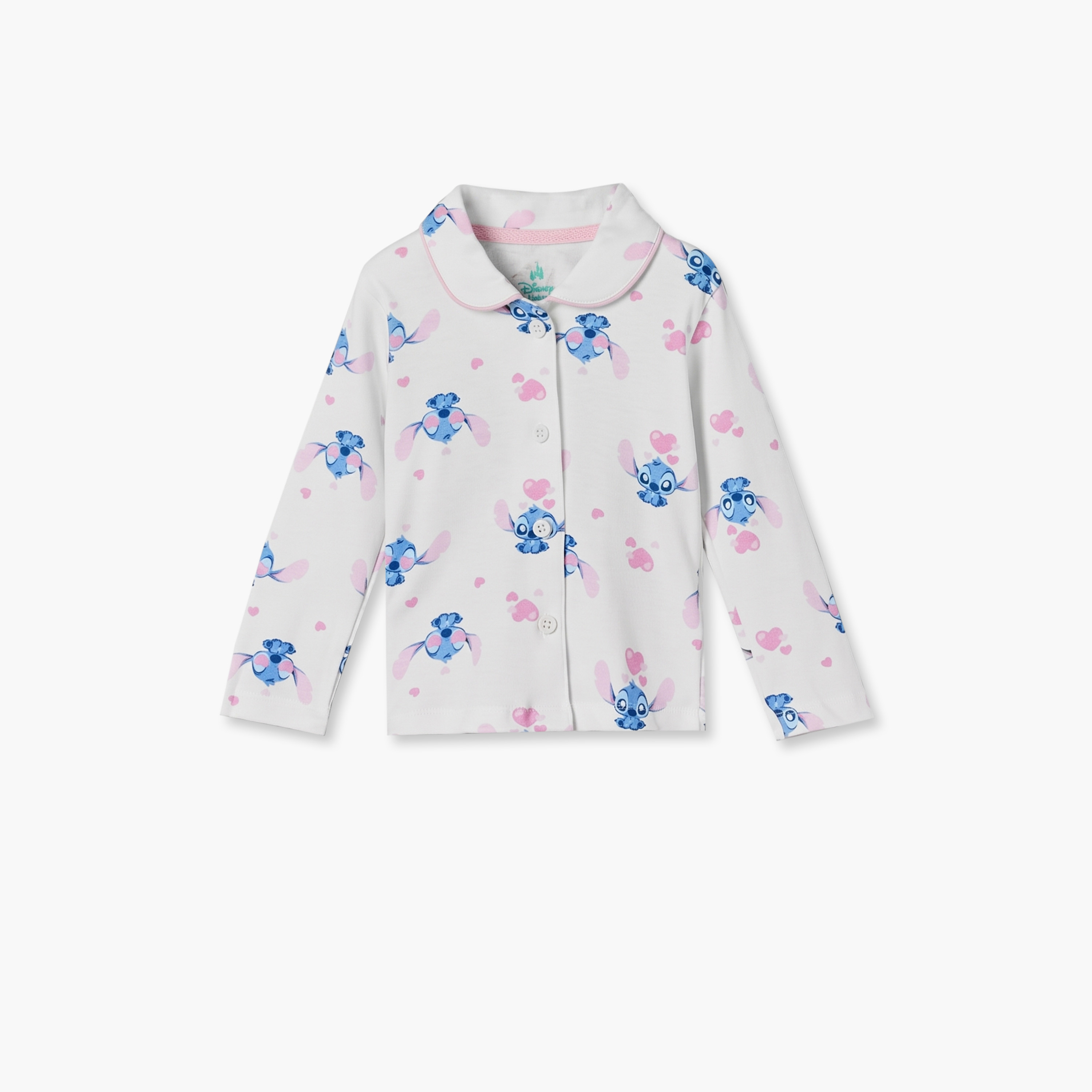 طقم بيجاما بياقة عادية وأكمام طويلة بطبعات ستيتش من جونيورز-baby-girls-clothing-nightwear-pyjamasets-image-2
