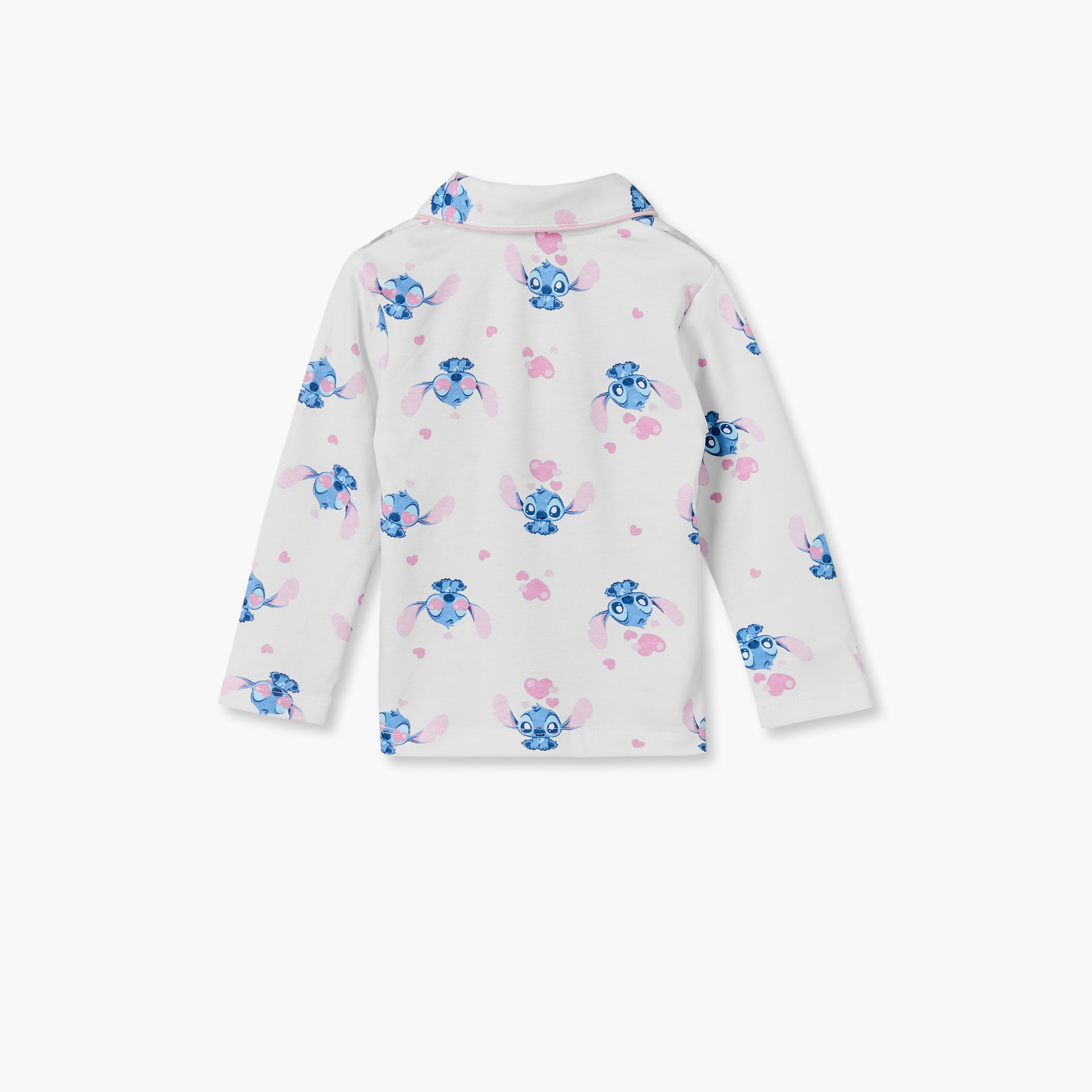 طقم بيجاما بياقة عادية وأكمام طويلة بطبعات ستيتش من جونيورز-baby-girls-clothing-nightwear-pyjamasets-image-4