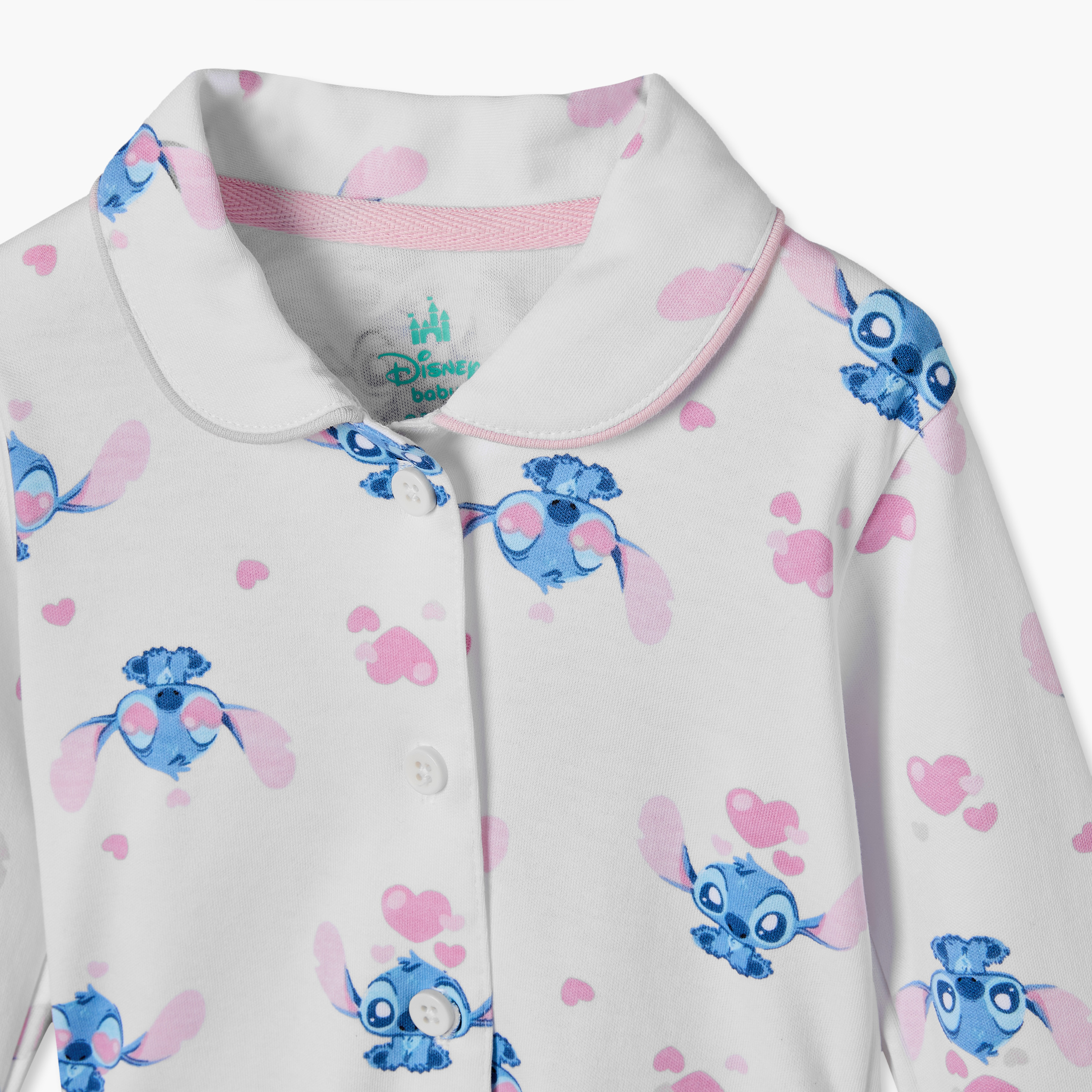 طقم بيجاما بياقة عادية وأكمام طويلة بطبعات ستيتش من جونيورز-baby-girls-clothing-nightwear-pyjamasets-image-6