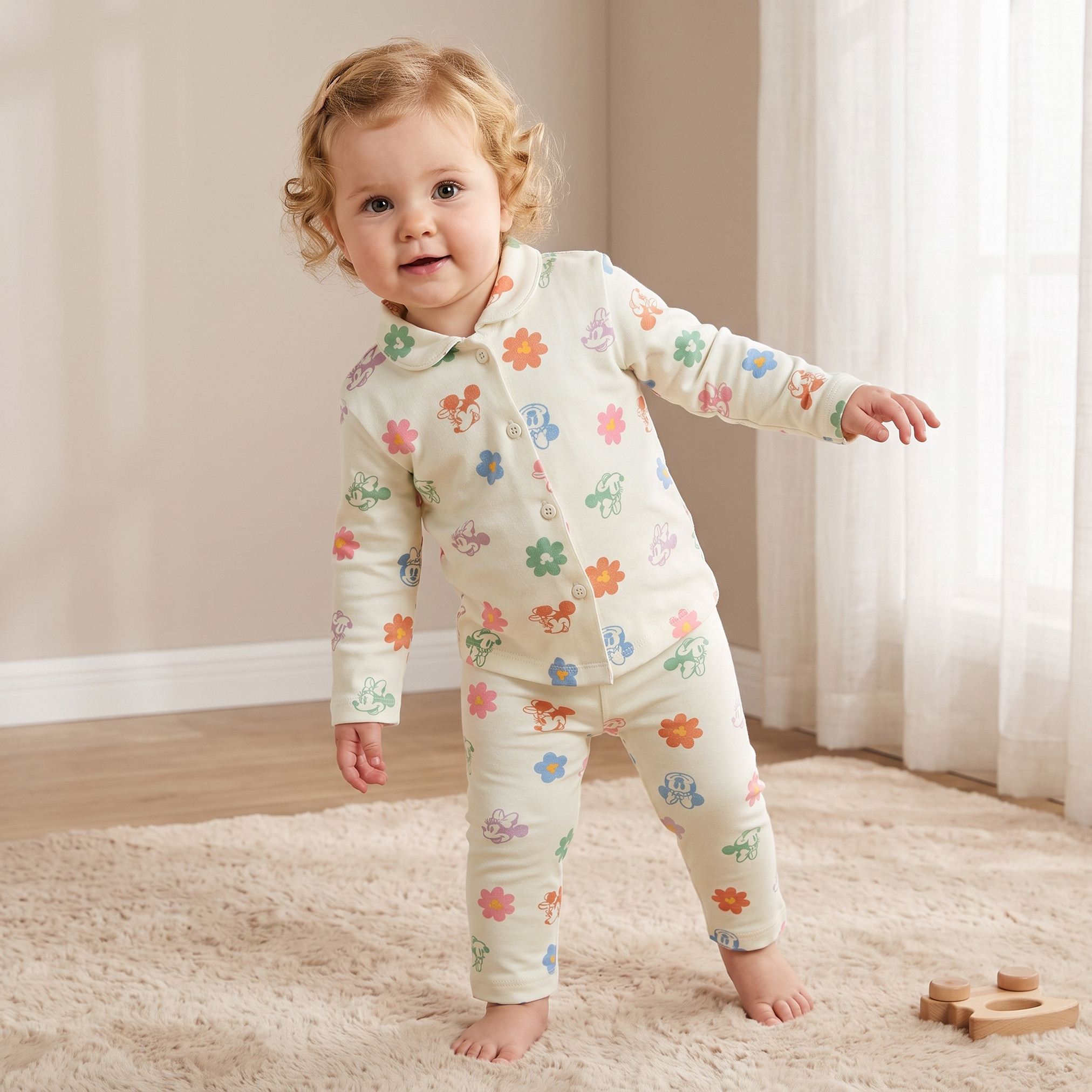 Disney Cotton Collared Long Sleeves Pyjama Set with Minnie Mouse Print-promo_babyshop_Buy3for8.9_KWT030926-image-1