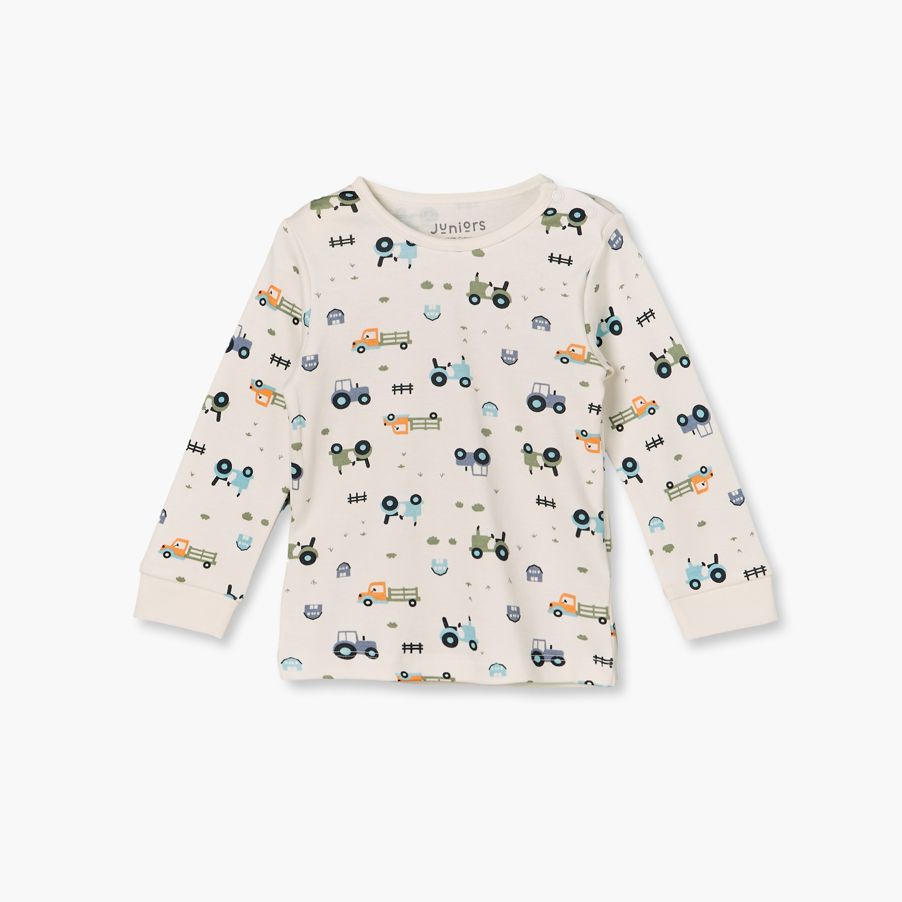 Pack of 2 Juniors Cotton Crew Neck Long Sleeves Pyjama Set with Farm Print-baby-boys-clothing-nightwear-pyjamasets-image-4