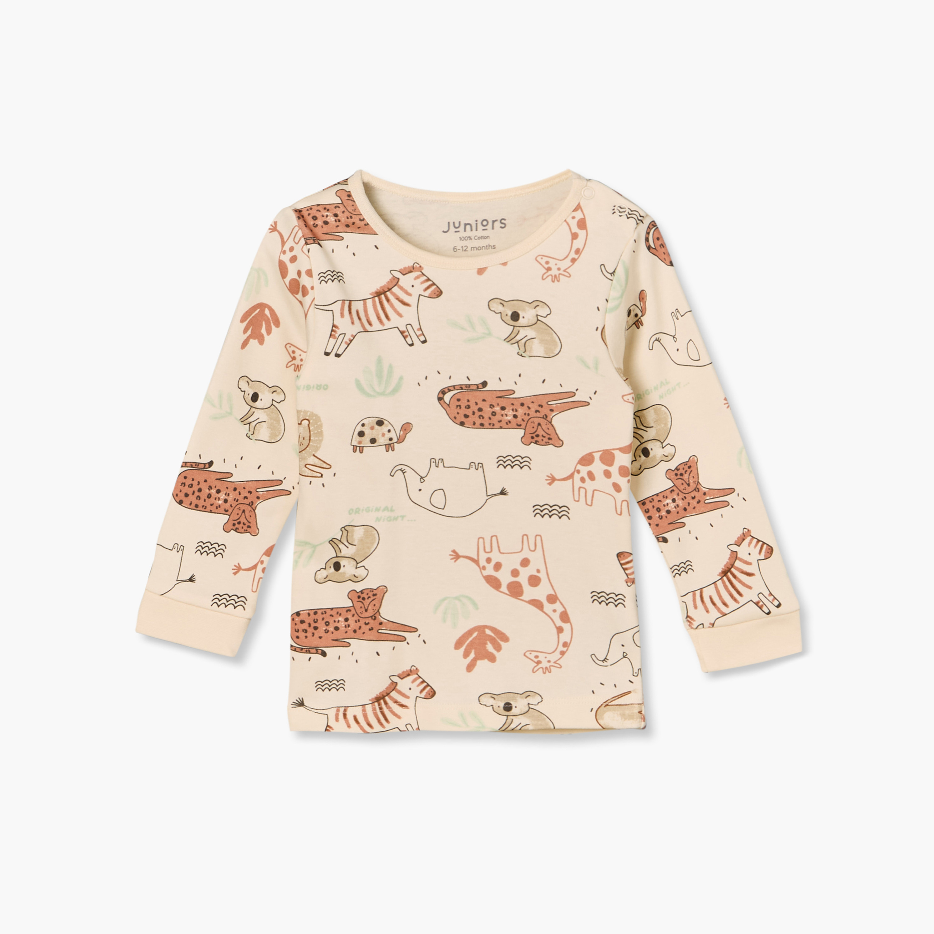 عبوة من 2 طقم بيجاما قطن بياقة ضيقة وأكمام طويلة وأزرار إغلاق كباسة من جونيورز-baby-boys-clothing-nightwear-pyjamasets-image-4
