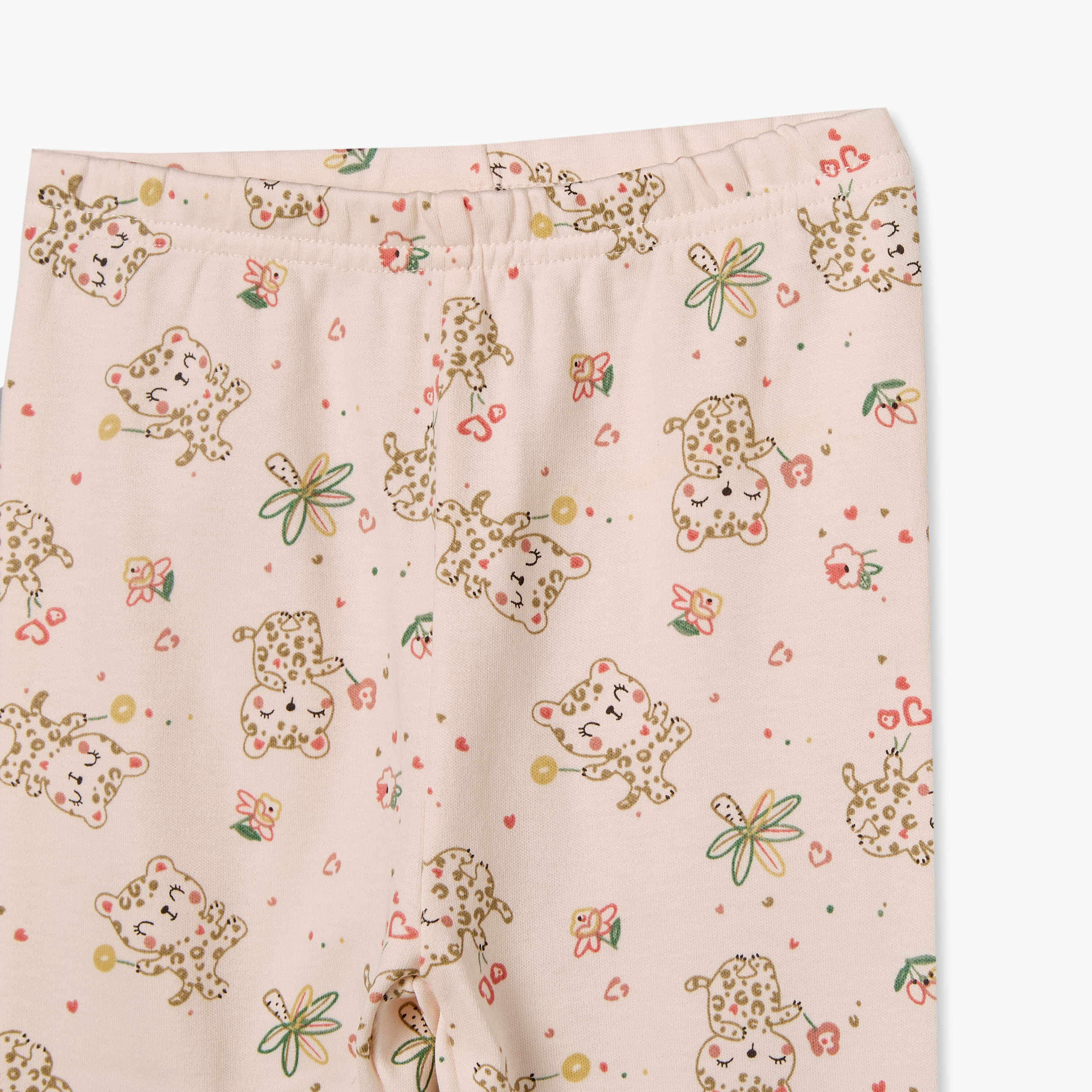 طقم بيجاما قطن بياقة ضيقة وأكمام طويلة بطبعات قطط من جونيورز - عبوة من قطعتين-baby-girls-clothing-nightwear-pyjamasets-image-10