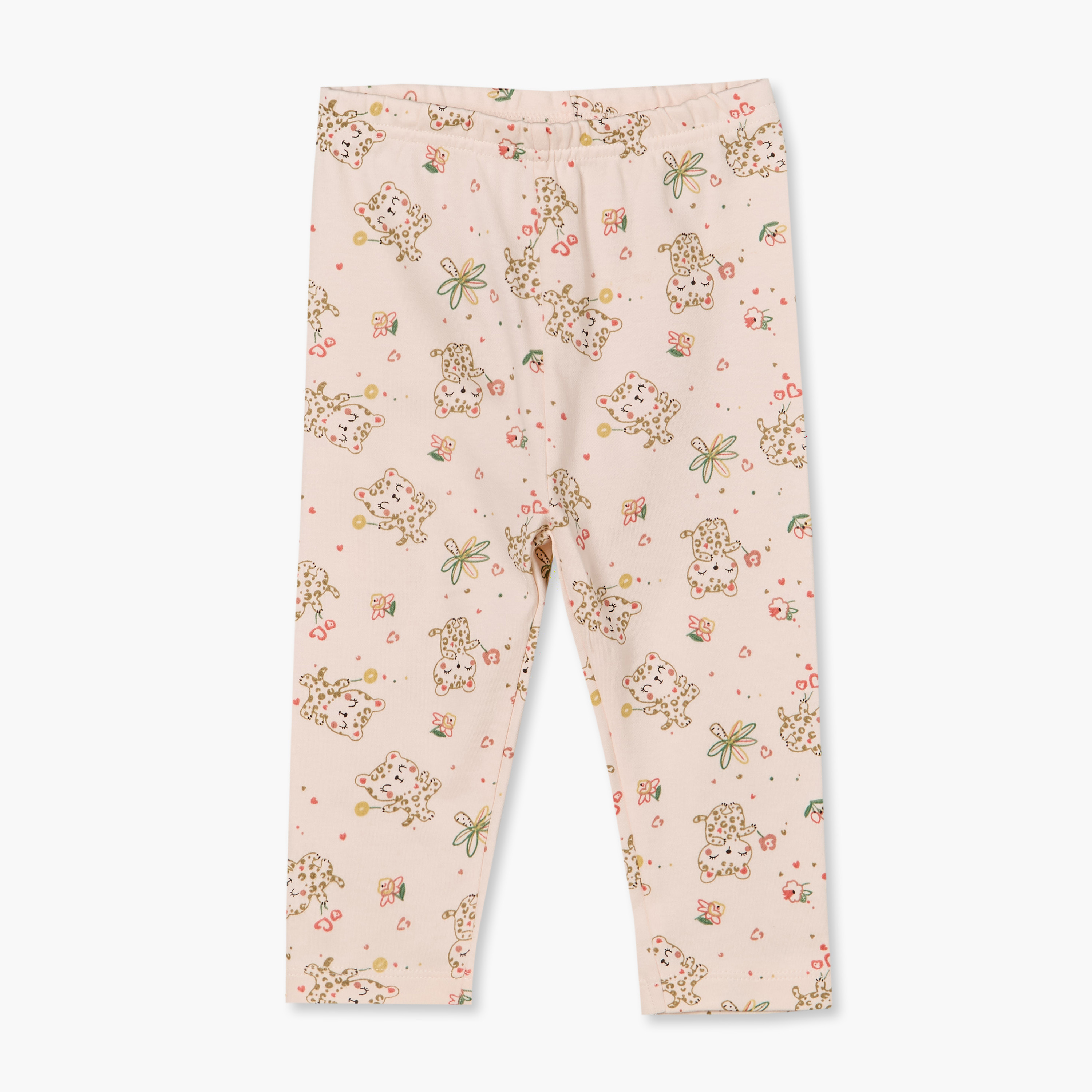 طقم بيجاما قطن بياقة ضيقة وأكمام طويلة بطبعات قطط من جونيورز - عبوة من قطعتين-baby-girls-clothing-nightwear-pyjamasets-image-3