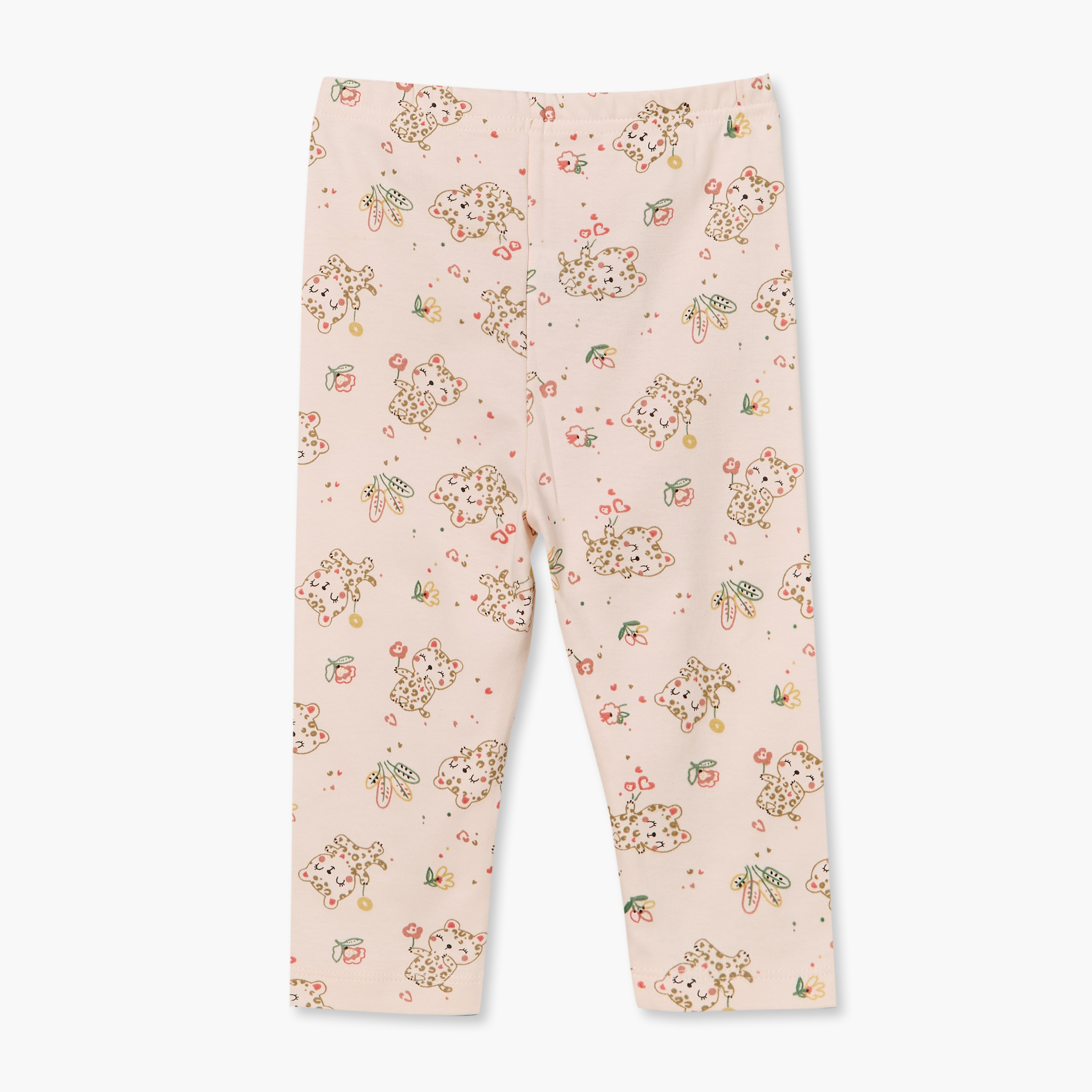 طقم بيجاما قطن بياقة ضيقة وأكمام طويلة بطبعات قطط من جونيورز - عبوة من قطعتين-baby-girls-clothing-nightwear-pyjamasets-image-7
