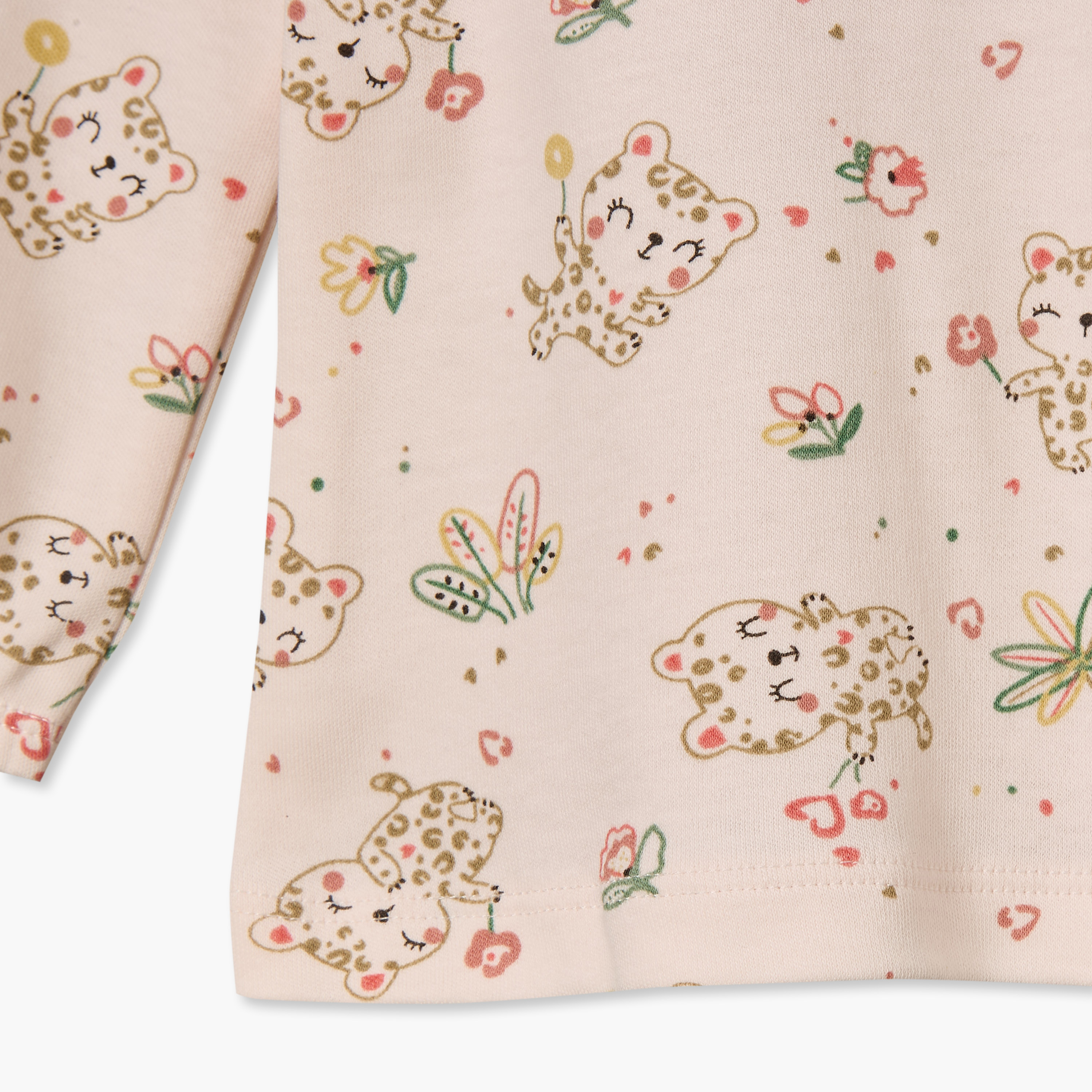 طقم بيجاما قطن بياقة ضيقة وأكمام طويلة بطبعات قطط من جونيورز - عبوة من قطعتين-baby-girls-clothing-nightwear-pyjamasets-image-9