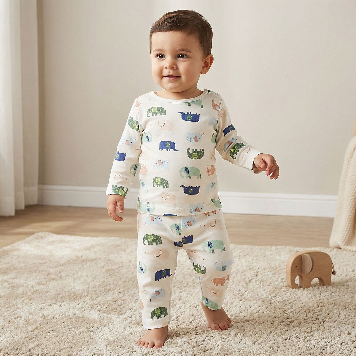 Juniors Pyjama Set with Elephant Print - Cotton - Long Sleeves-promo_babyshop_Buy3for79_QAT130126-image-1