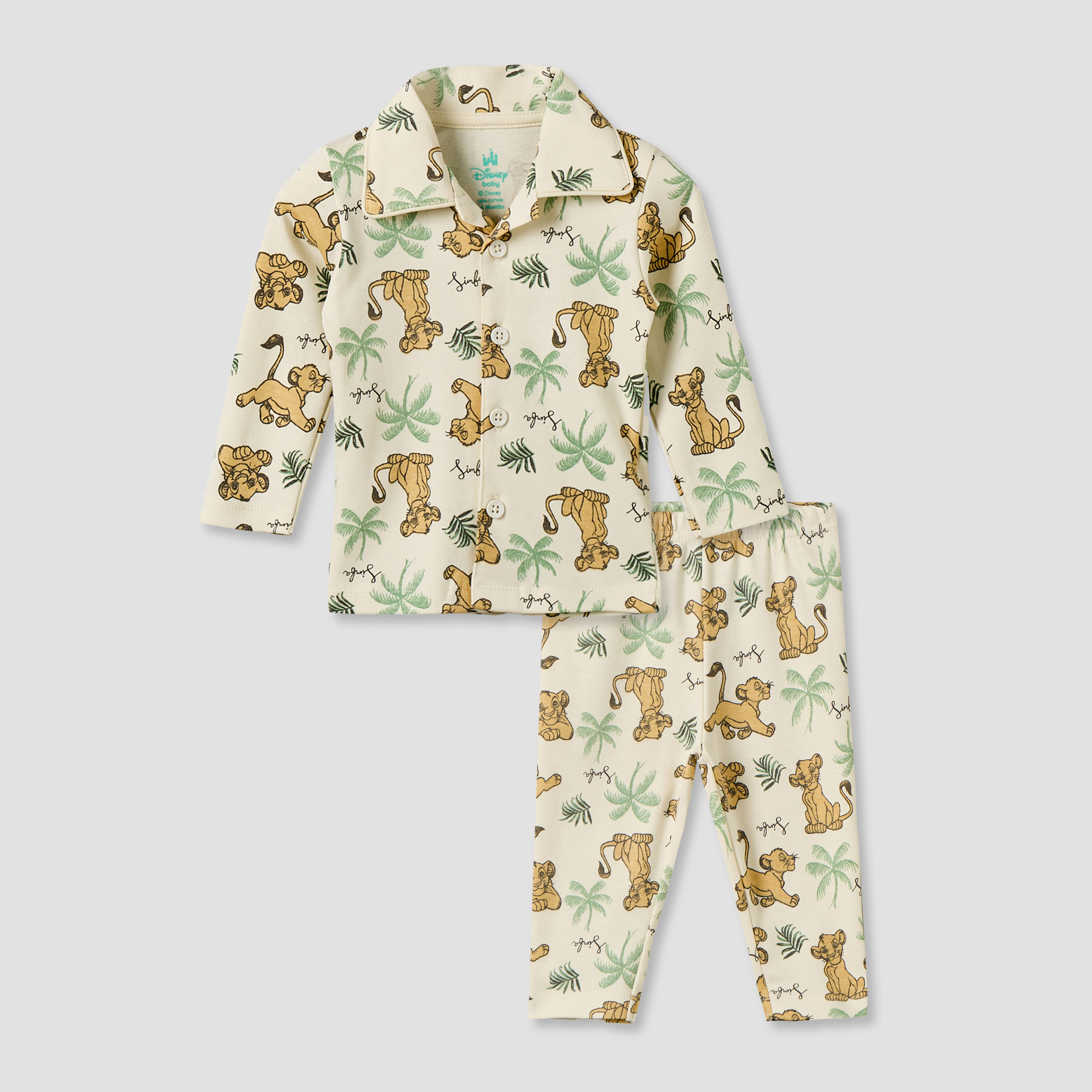 طقم بيجاما قطن بياقة عادية وأكمام طويلة وطبعات سيمبا من ديزني-baby-boys-clothing-nightwear-pyjamasets-image-2