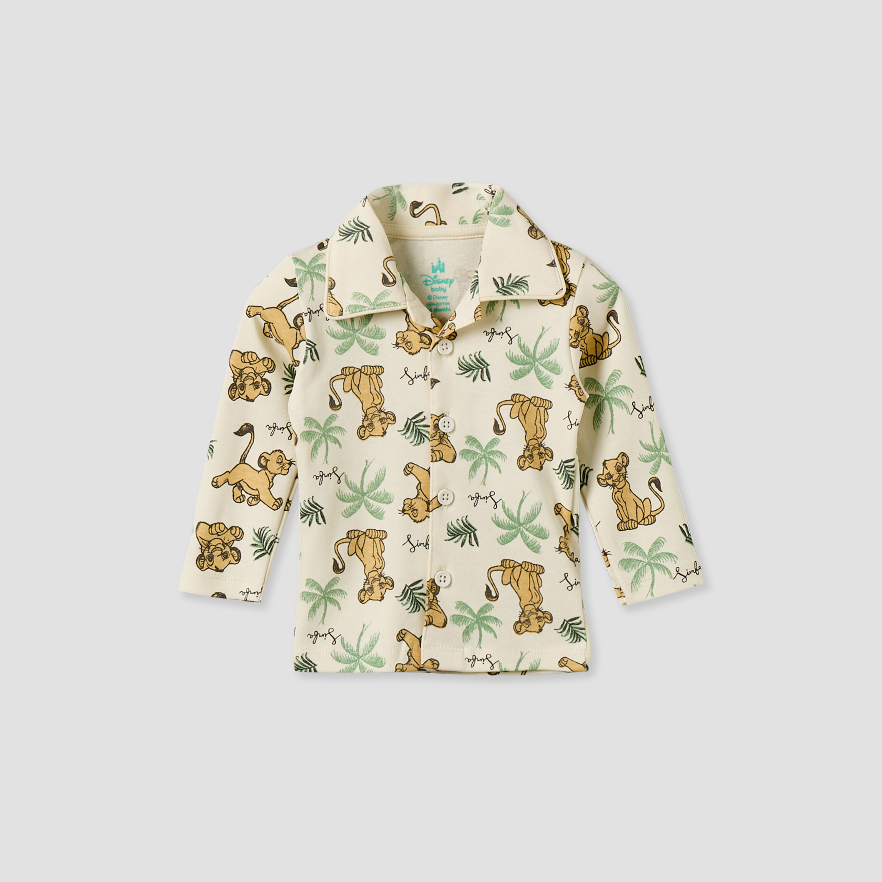 طقم بيجاما قطن بياقة عادية وأكمام طويلة وطبعات سيمبا من ديزني-baby-boys-clothing-nightwear-pyjamasets-image-3