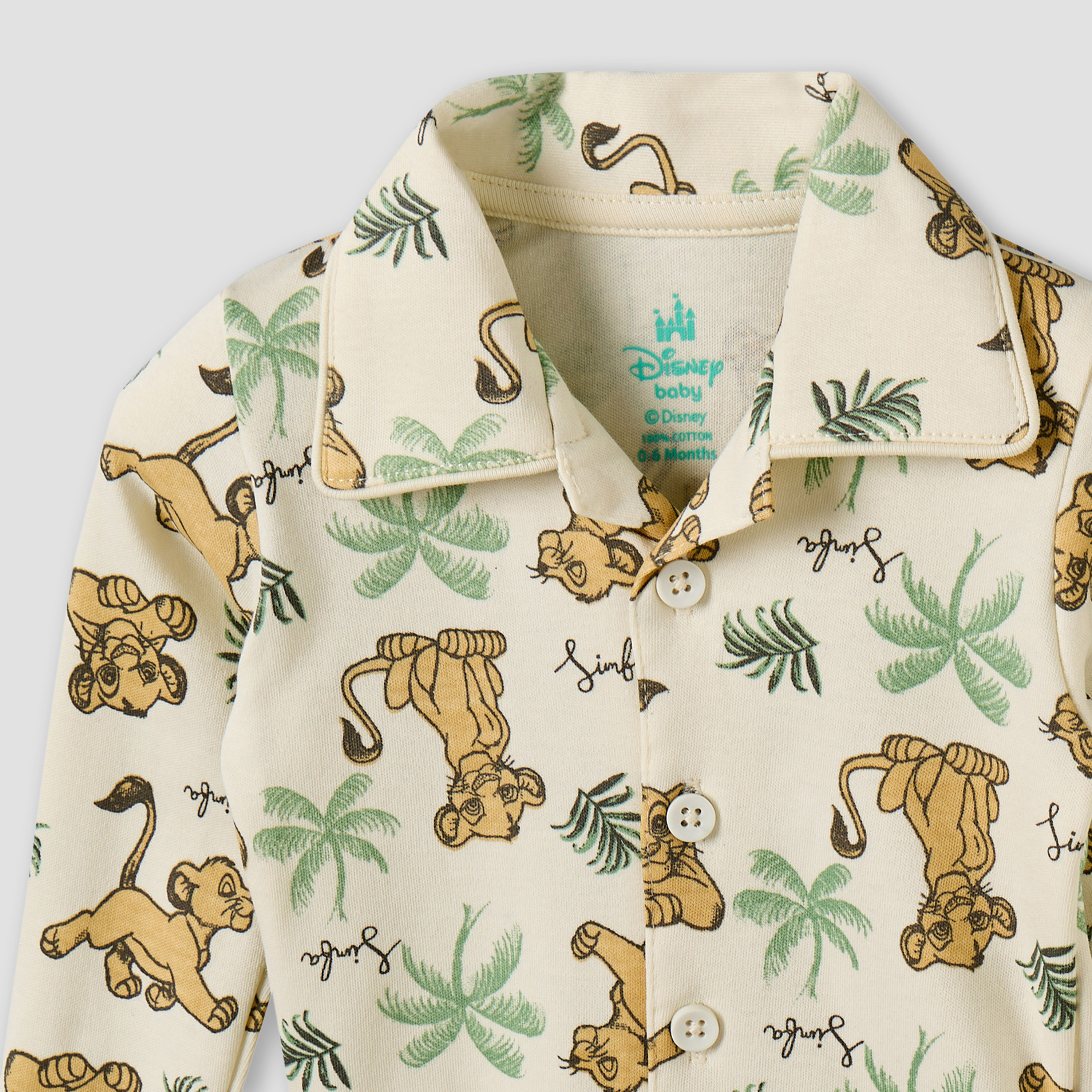 طقم بيجاما قطن بياقة عادية وأكمام طويلة وطبعات سيمبا من ديزني-baby-boys-clothing-nightwear-pyjamasets-image-7