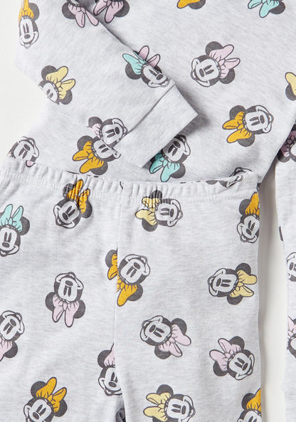 Minnie Mouse Print Long Sleeve T-shirt and Pyjama Set-Pyjama Sets-image-3