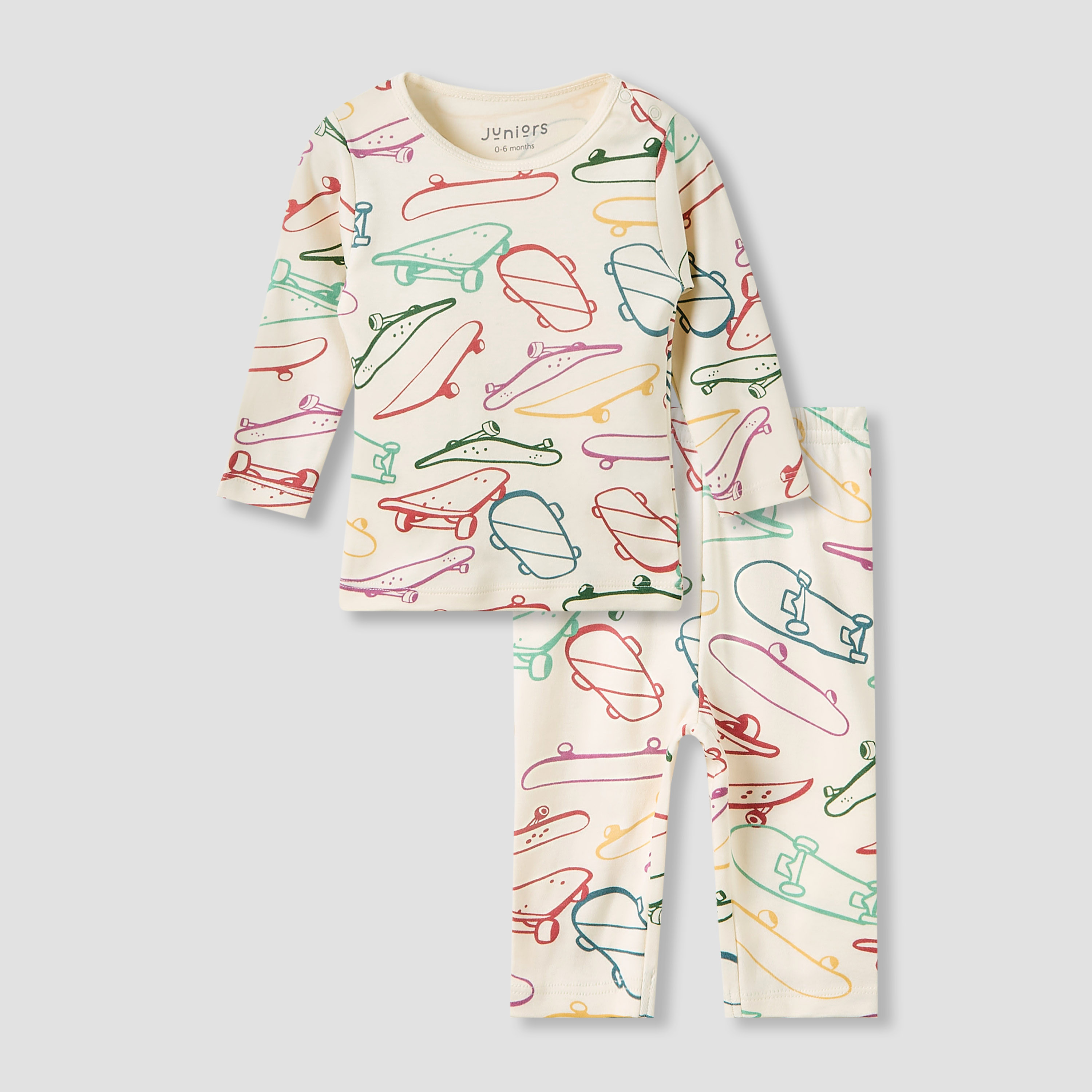 Juniors Pyjama Set with Skateboard Print - Cotton - Long Sleeves-baby-boys-clothing-nightwear-pyjamasets-image-2