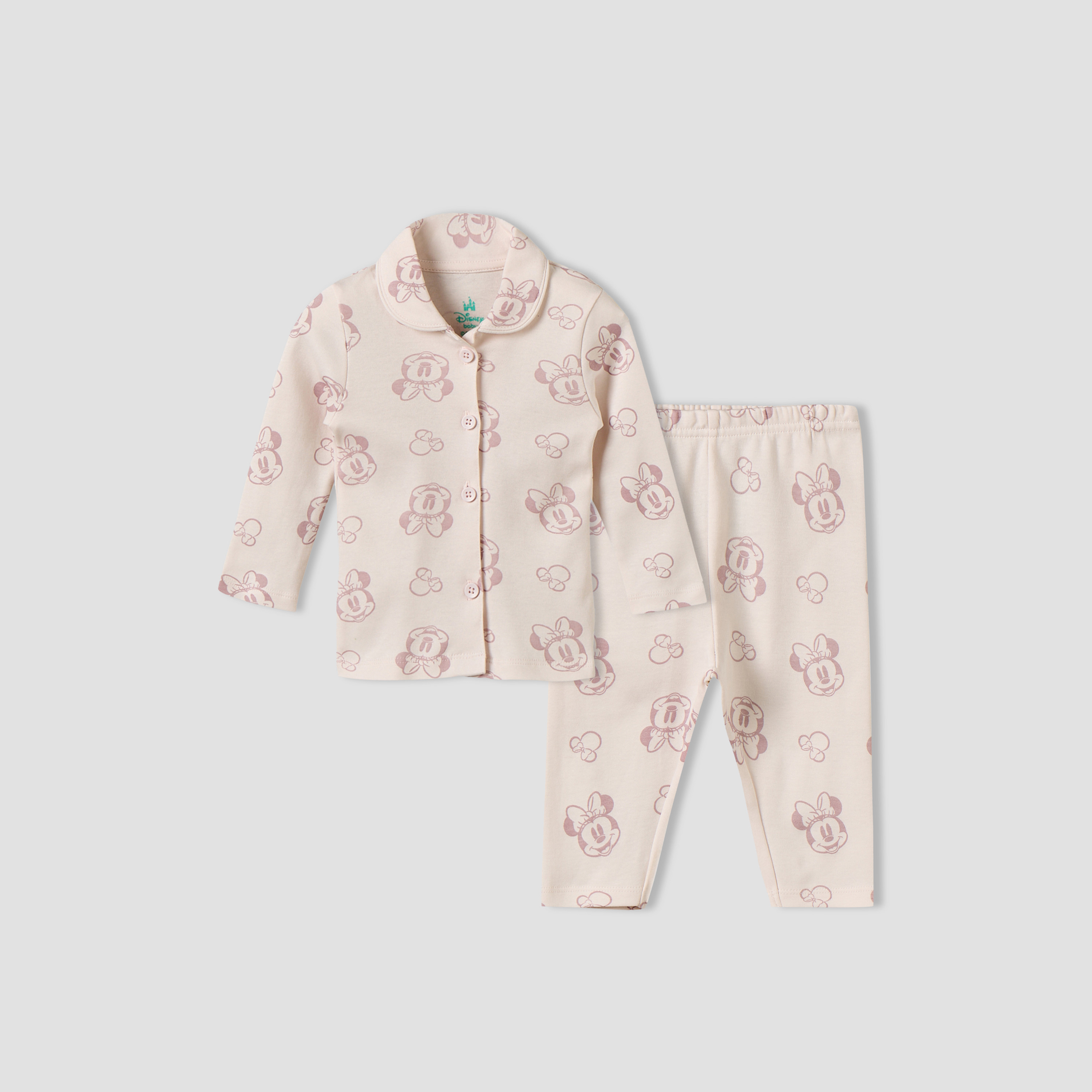 طقم بيجاما قطن بطبعات ميني ماوس وياقة عادية وأكمام طويلة من ديزني-baby-girls-clothing-nightwear-pyjamasets-image-2