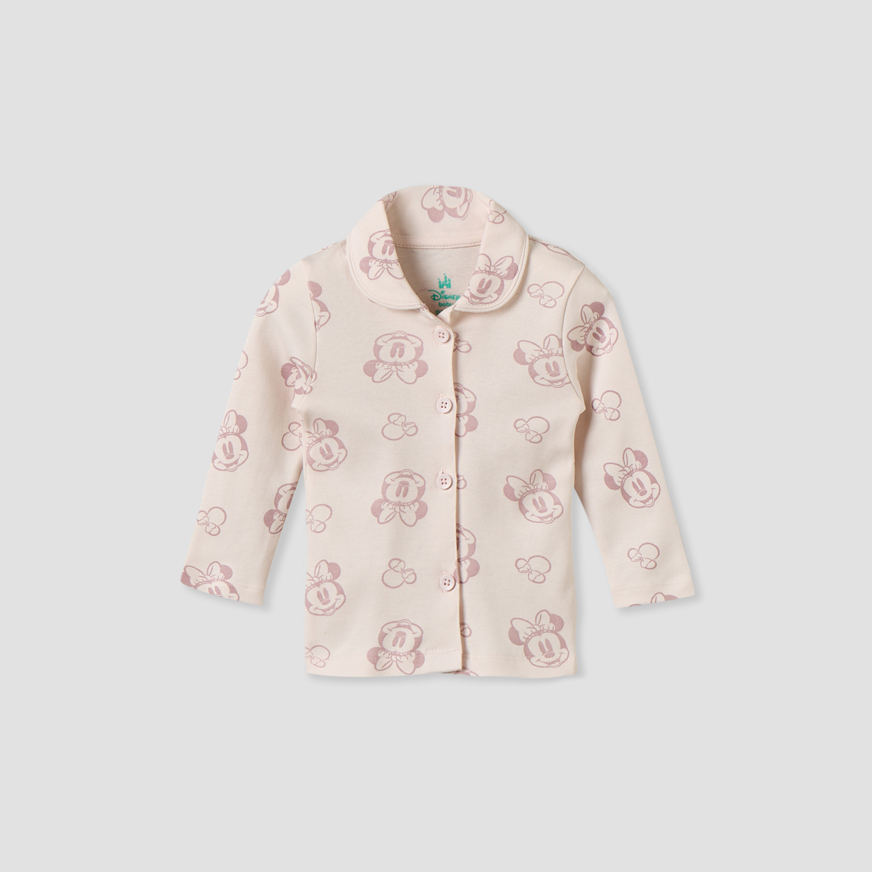 طقم بيجاما قطن بطبعات ميني ماوس وياقة عادية وأكمام طويلة من ديزني-baby-girls-clothing-nightwear-pyjamasets-image-3