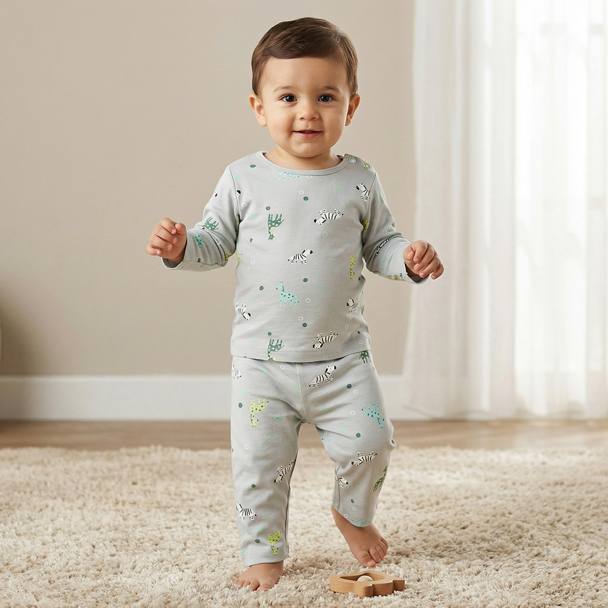 Juniors Pyjama Set with Print - Cotton - Long Sleeves - Crew Neck-baby-girls-clothing-nightwear-pyjamasets-image-1