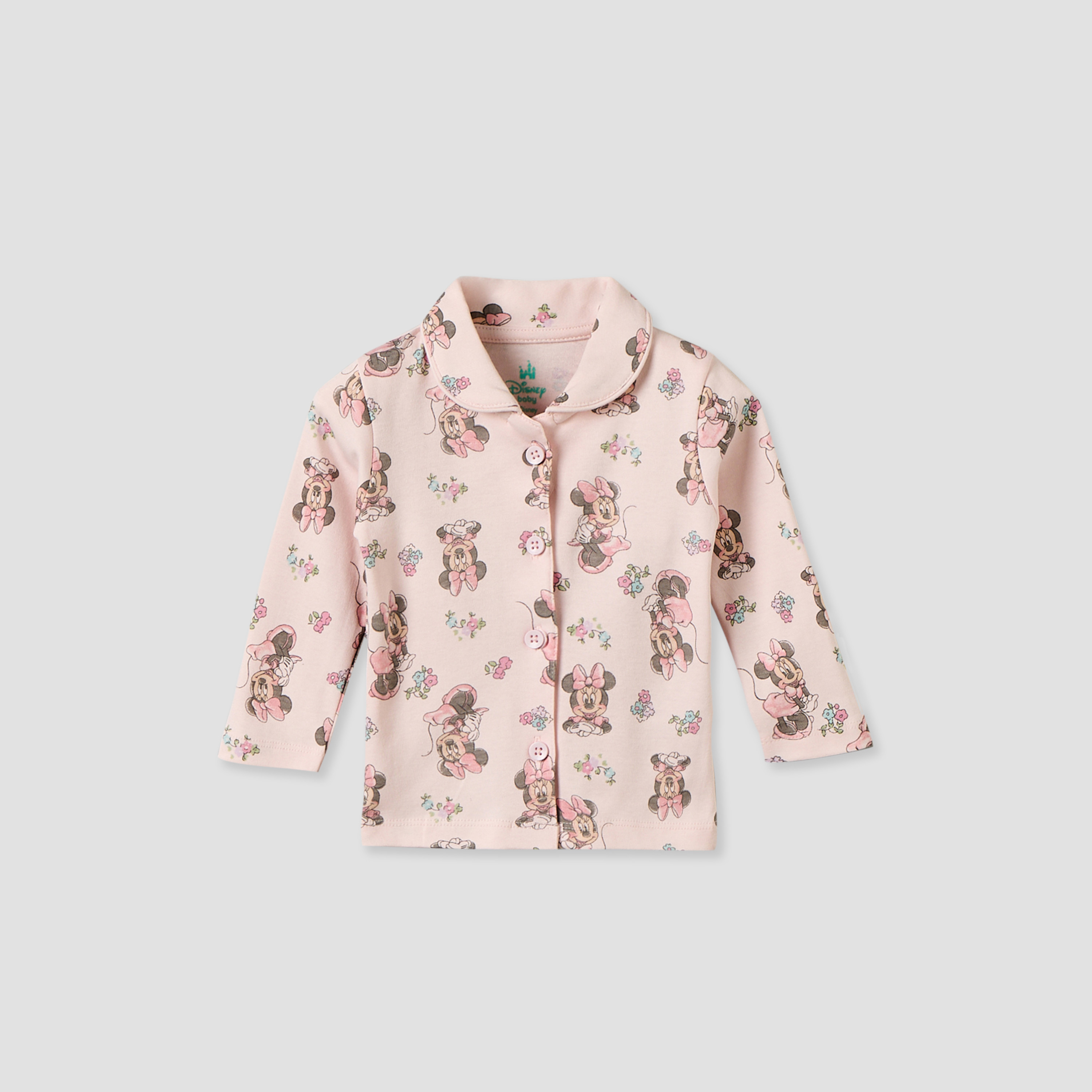 Disney Cotton Collared Long Sleeves Pyjama Set with Minnie Mouse Print-baby-girls-clothing-nightwear-pyjamasets-image-3