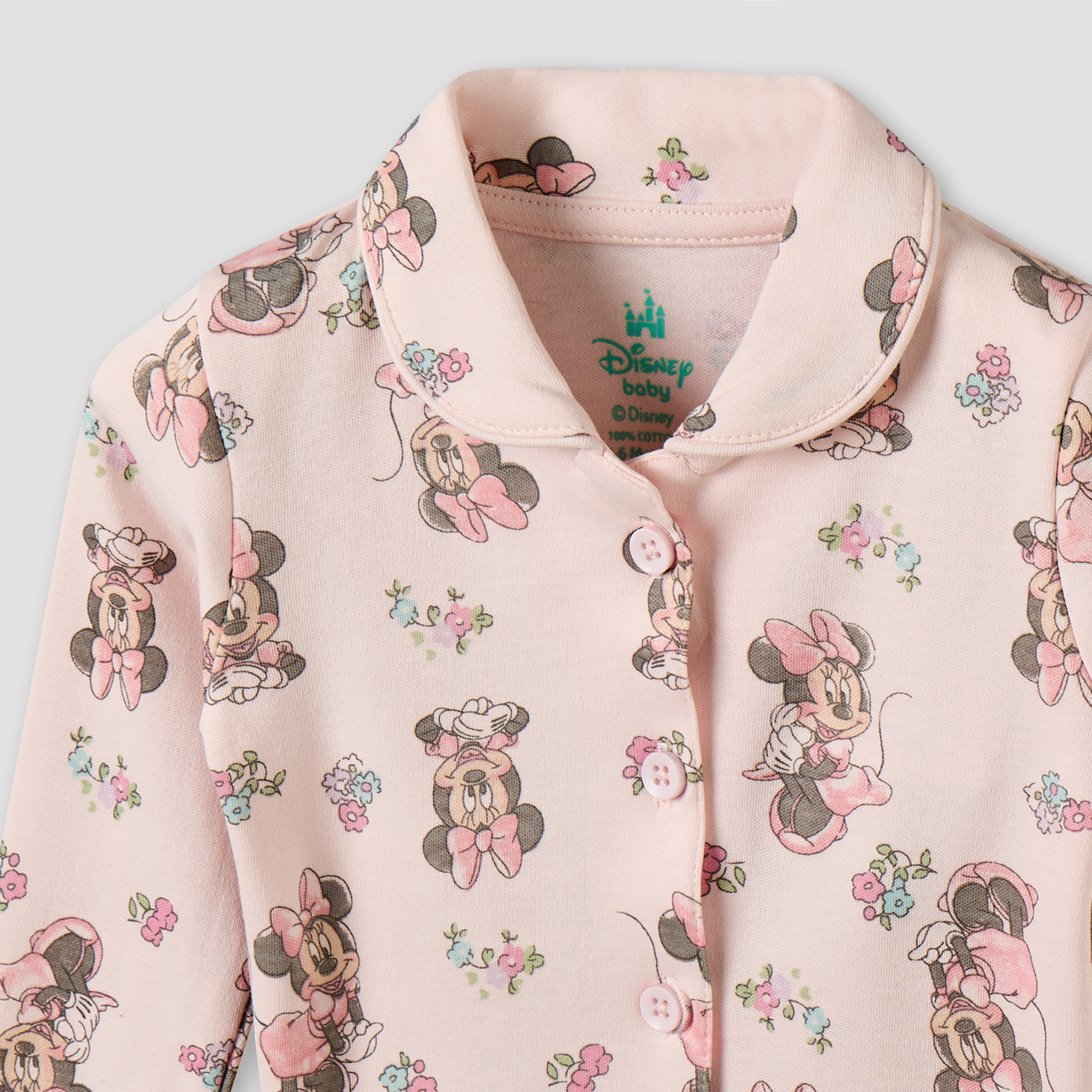 Disney Cotton Collared Long Sleeves Pyjama Set with Minnie Mouse Print-baby-girls-clothing-nightwear-pyjamasets-image-7