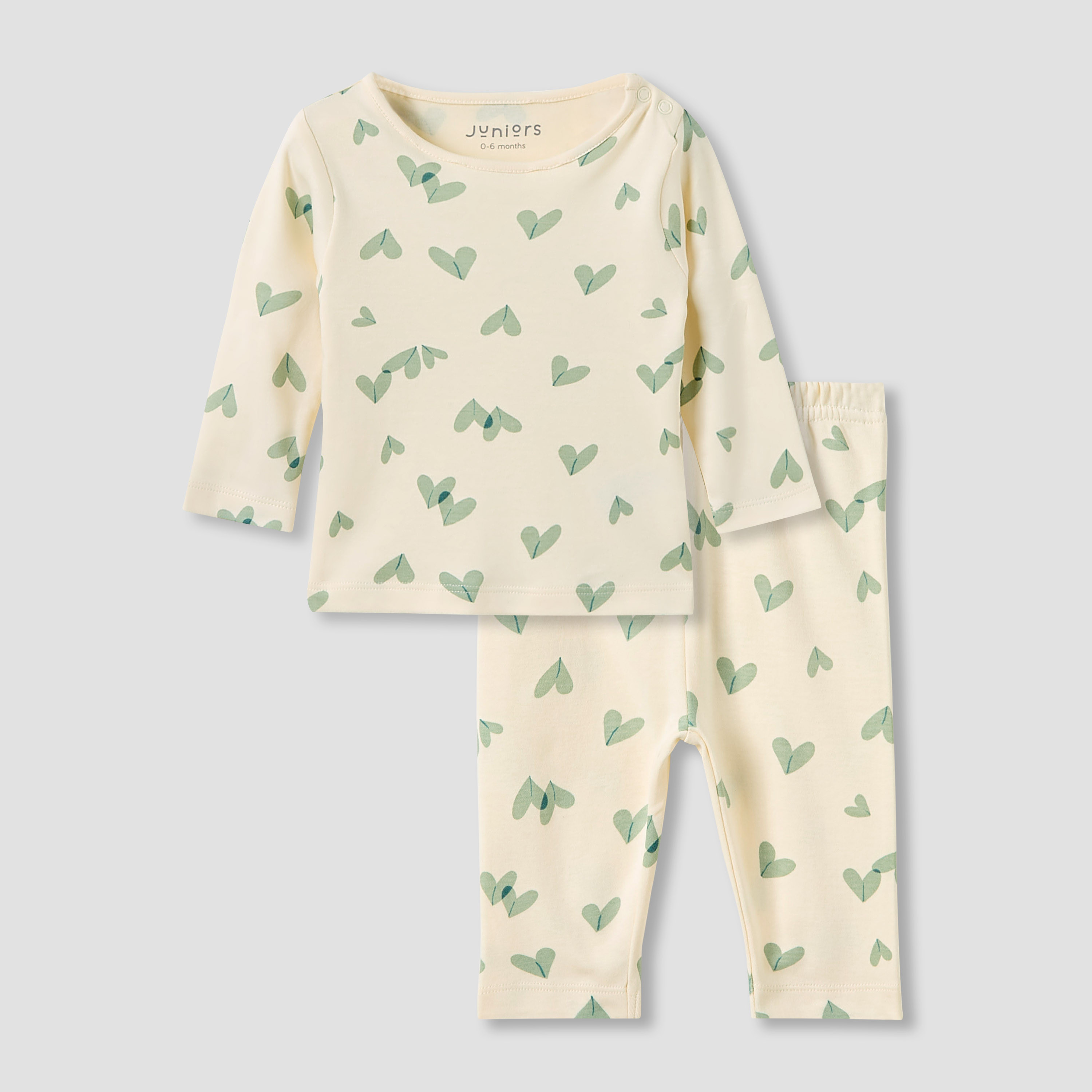 Juniors Pyjama Set with Heart Print - Cotton - Long Sleeves-baby-girls-clothing-nightwear-pyjamasets-image-2