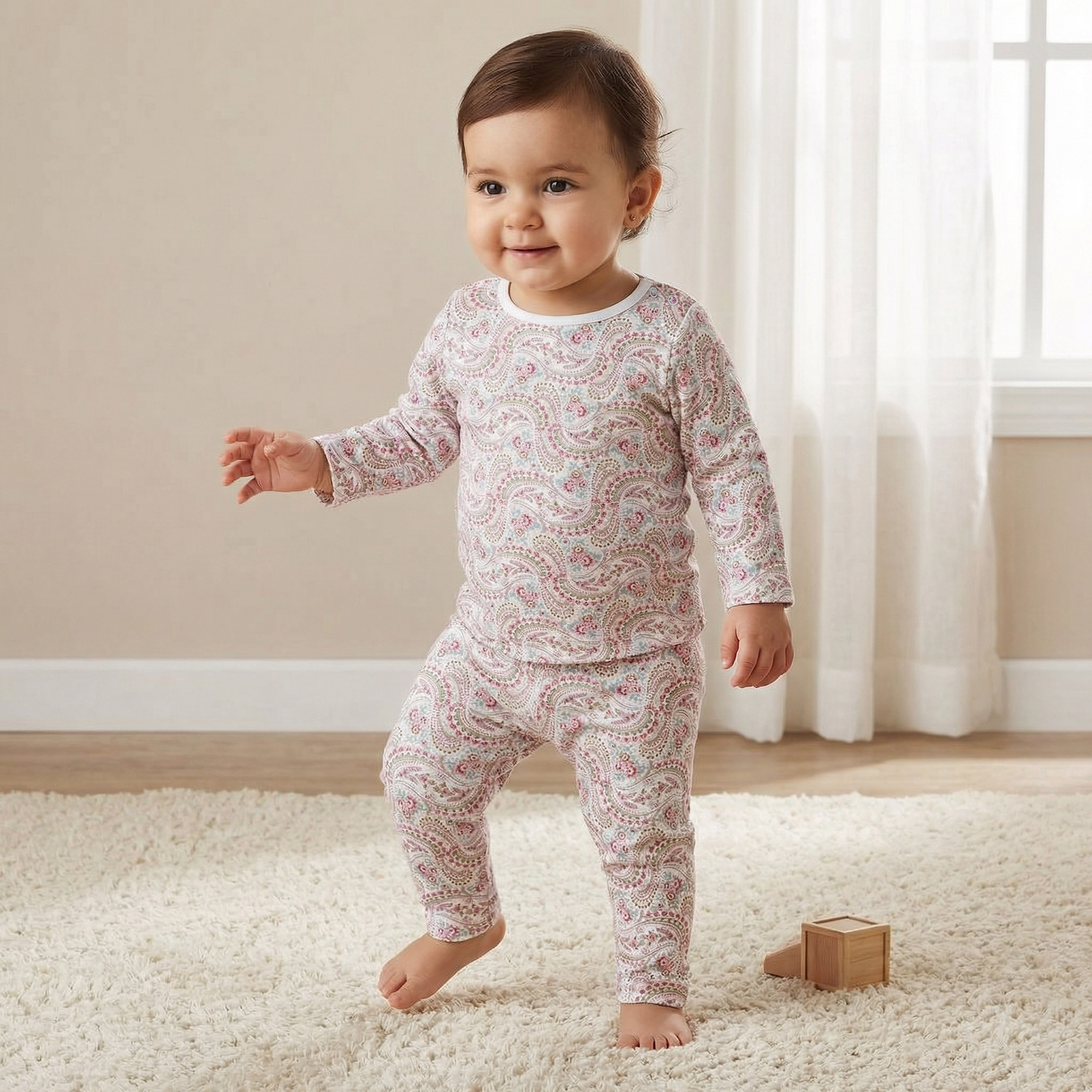 Juniors Pyjama Set with Floral Print - Cotton - Long Sleeves-baby-girls-clothing-nightwear-pyjamasets-image-1