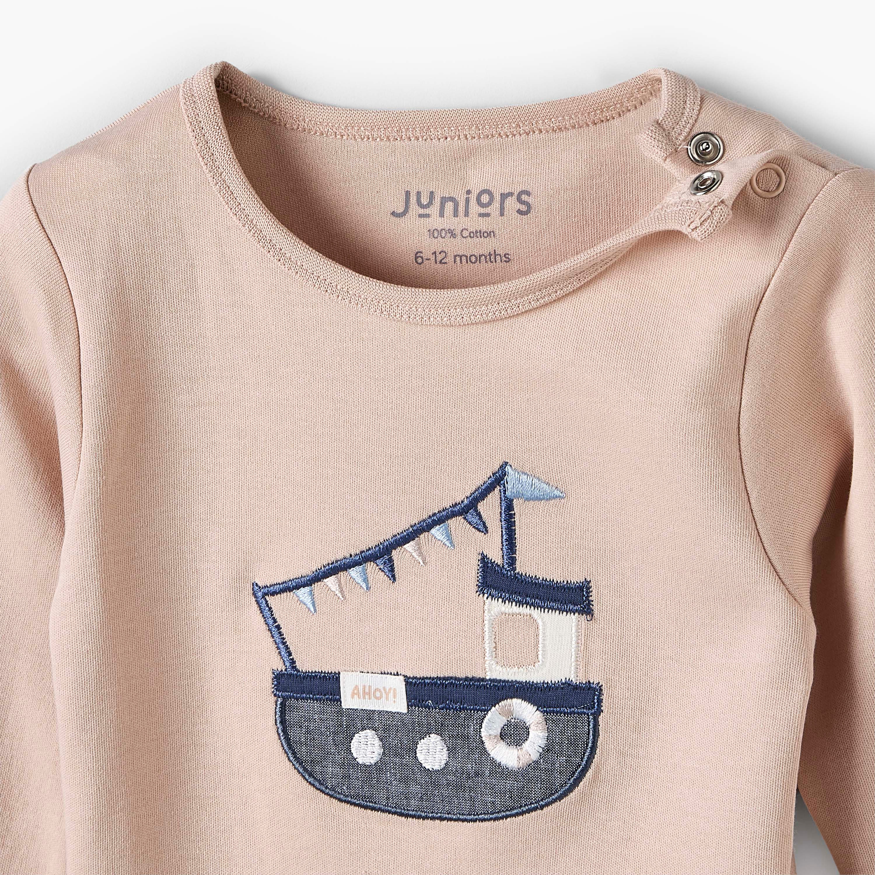 Pack of 3 Juniors Crew Neck Long Sleeves Pyjama Set with Nautical Print-baby-boys-clothing-nightwear-pyjamasets-image-11