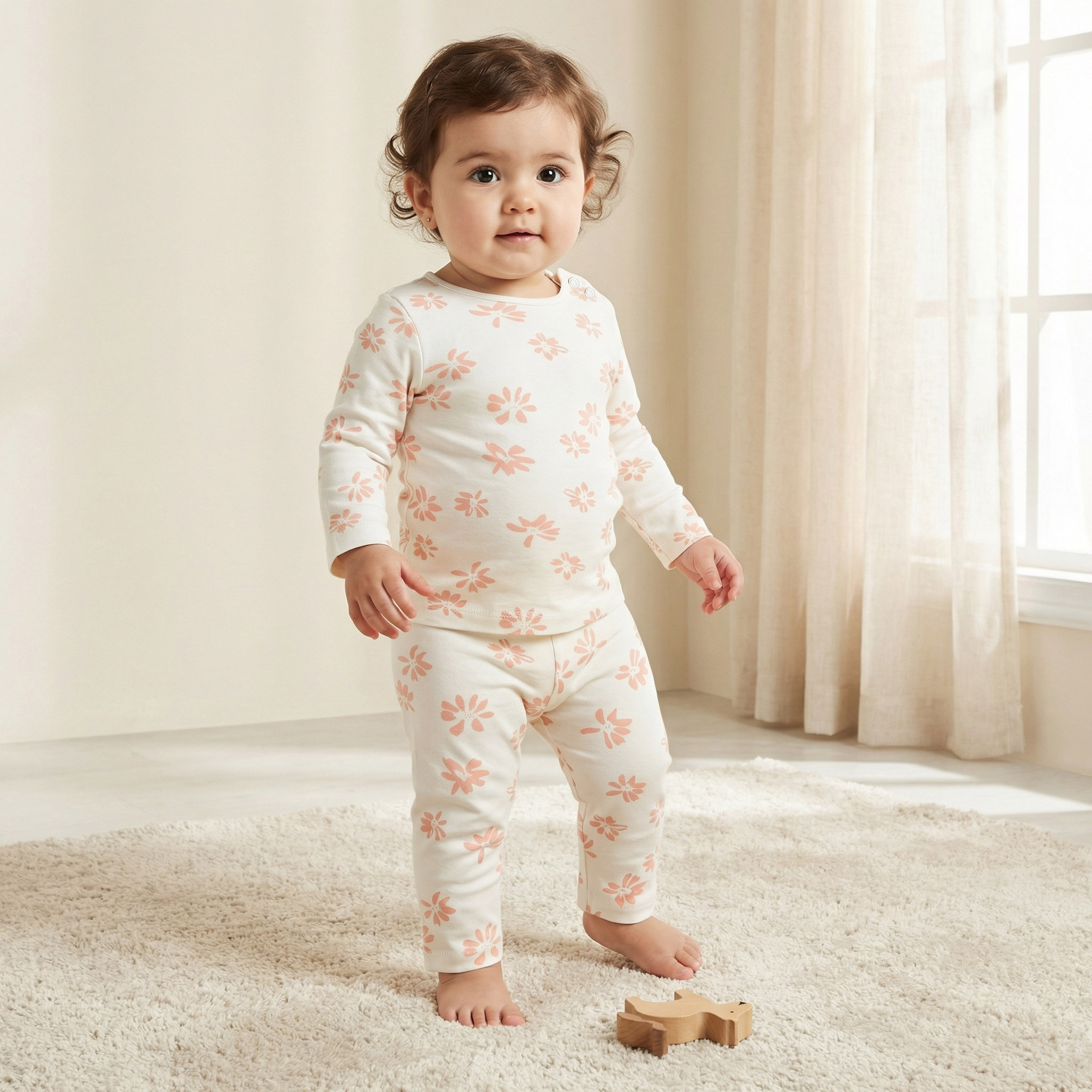 Juniors Pyjama Set with Floral Print - Cotton - Long Sleeves-baby-girls-clothing-nightwear-pyjamasets-image-1