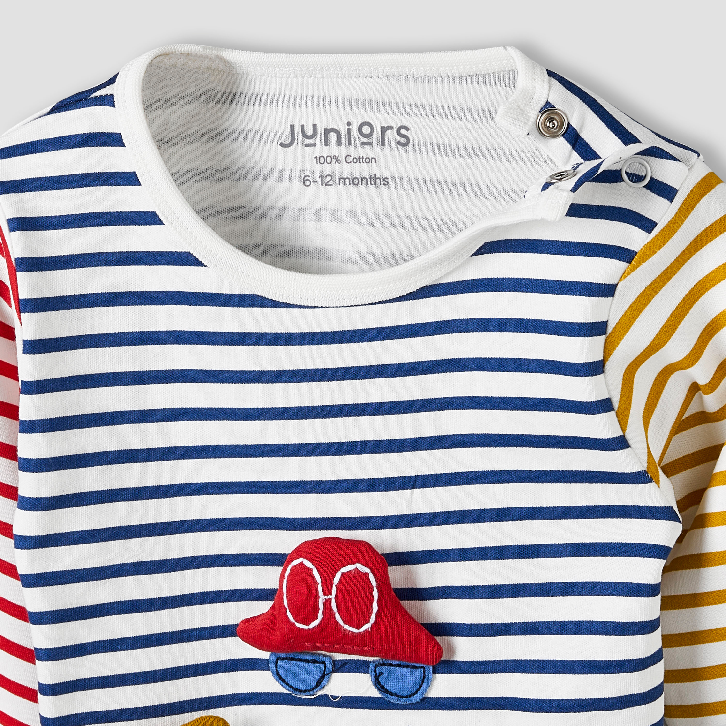 Pack of 3 Juniors Cotton Round Neck Long Sleeve Pyjama Set with Snap Button Closure-baby-boys-clothing-nightwear-pyjamasets-image-10