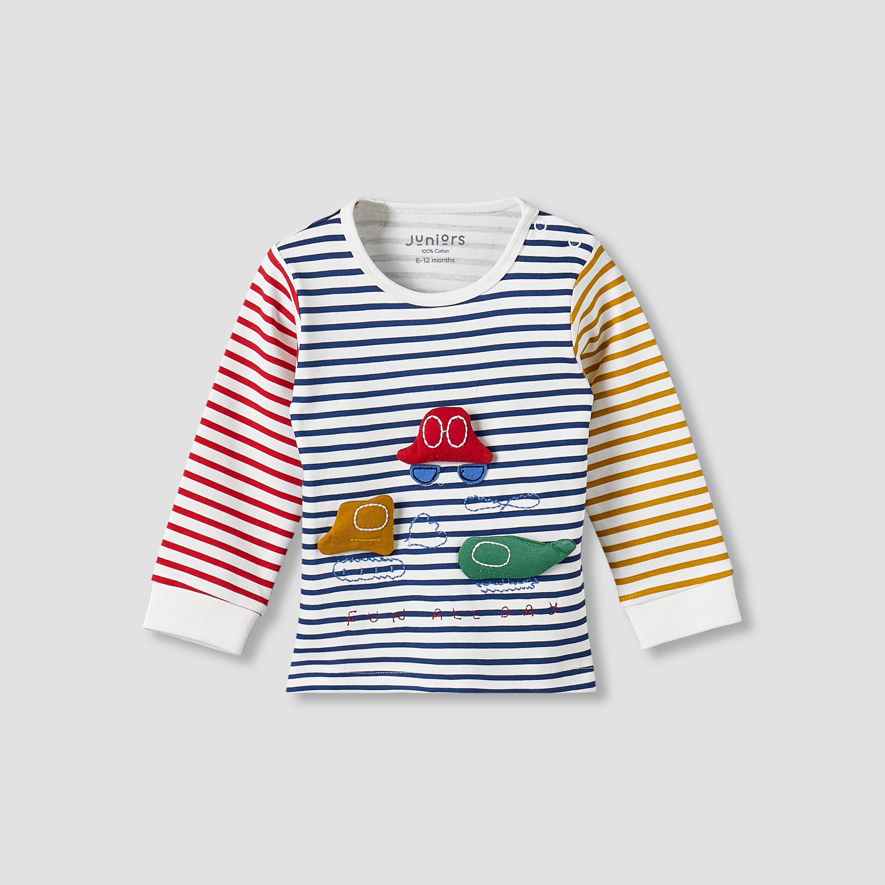 Pack of 3 Juniors Cotton Round Neck Long Sleeve Pyjama Set with Snap Button Closure-baby-boys-clothing-nightwear-pyjamasets-image-2