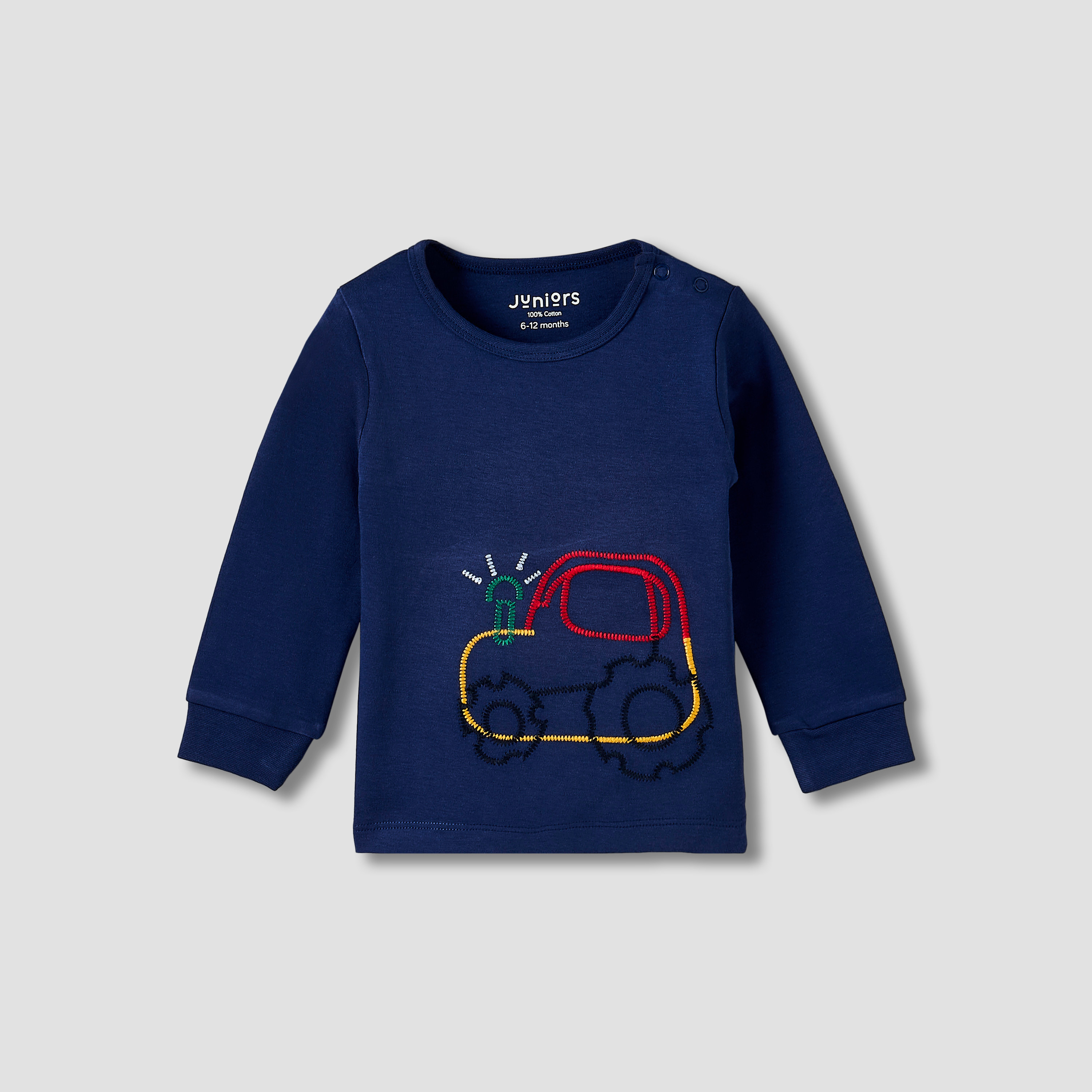 Pack of 3 Juniors Cotton Round Neck Long Sleeve Pyjama Set with Snap Button Closure-baby-boys-clothing-nightwear-pyjamasets-image-8