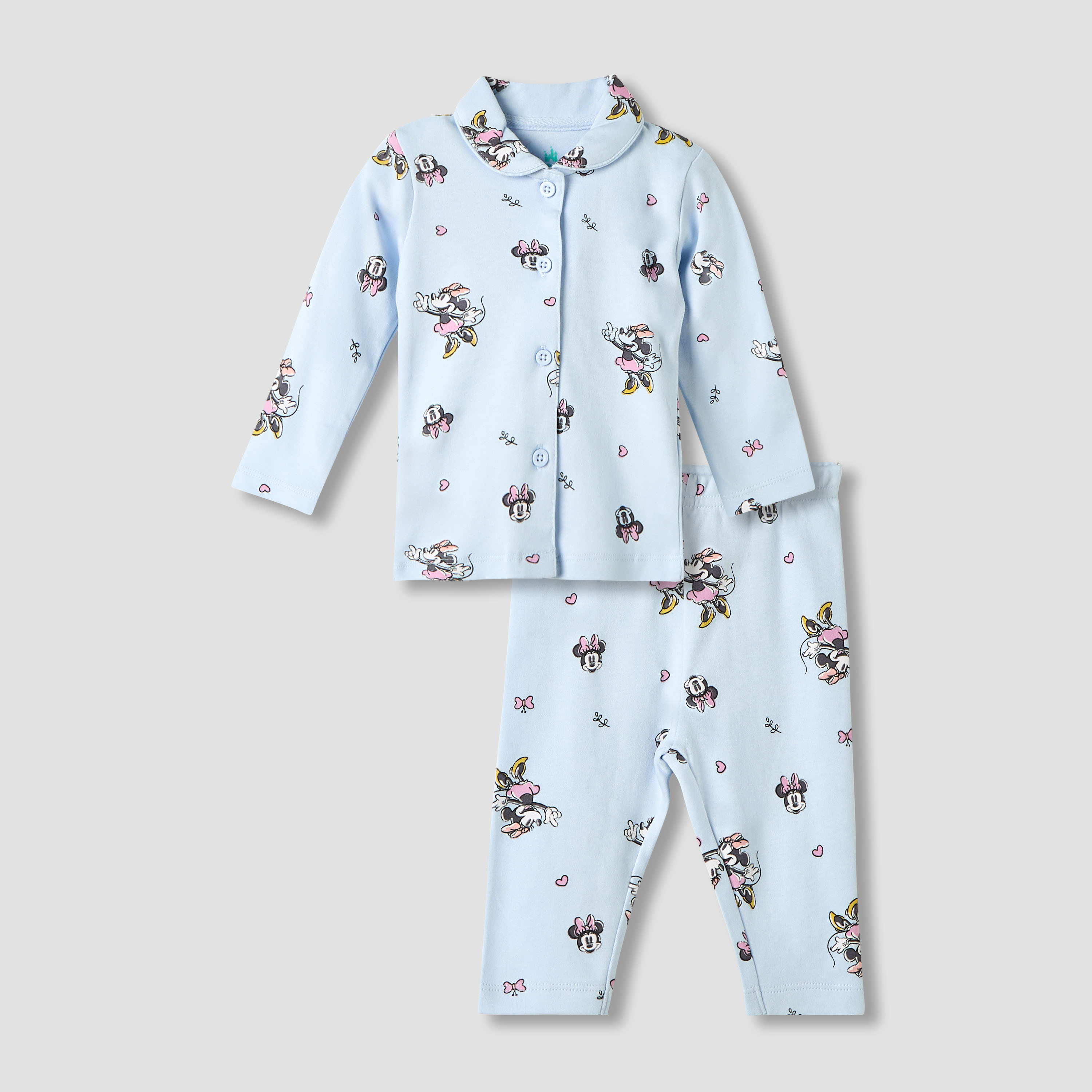 Disney Minnie Mouse Print Shirt and Pyjama Set-baby-girls-clothing-nightwear-pyjamasets-image-1