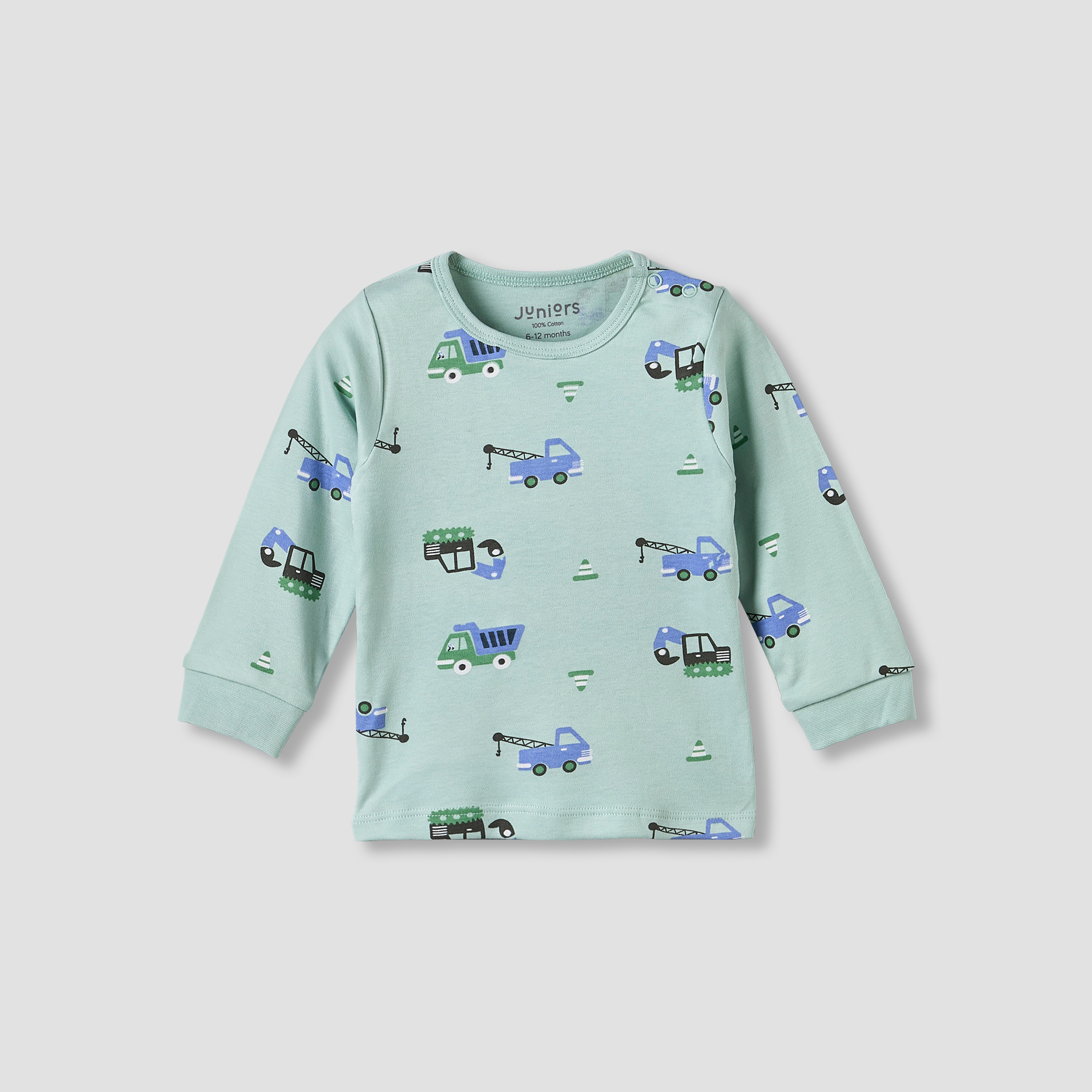 Pack of 2 Juniors Cotton Crew Neck Long Sleeve Pyjama Set with Vehicle Print-baby-boys-clothing-nightwear-pyjamasets-image-2