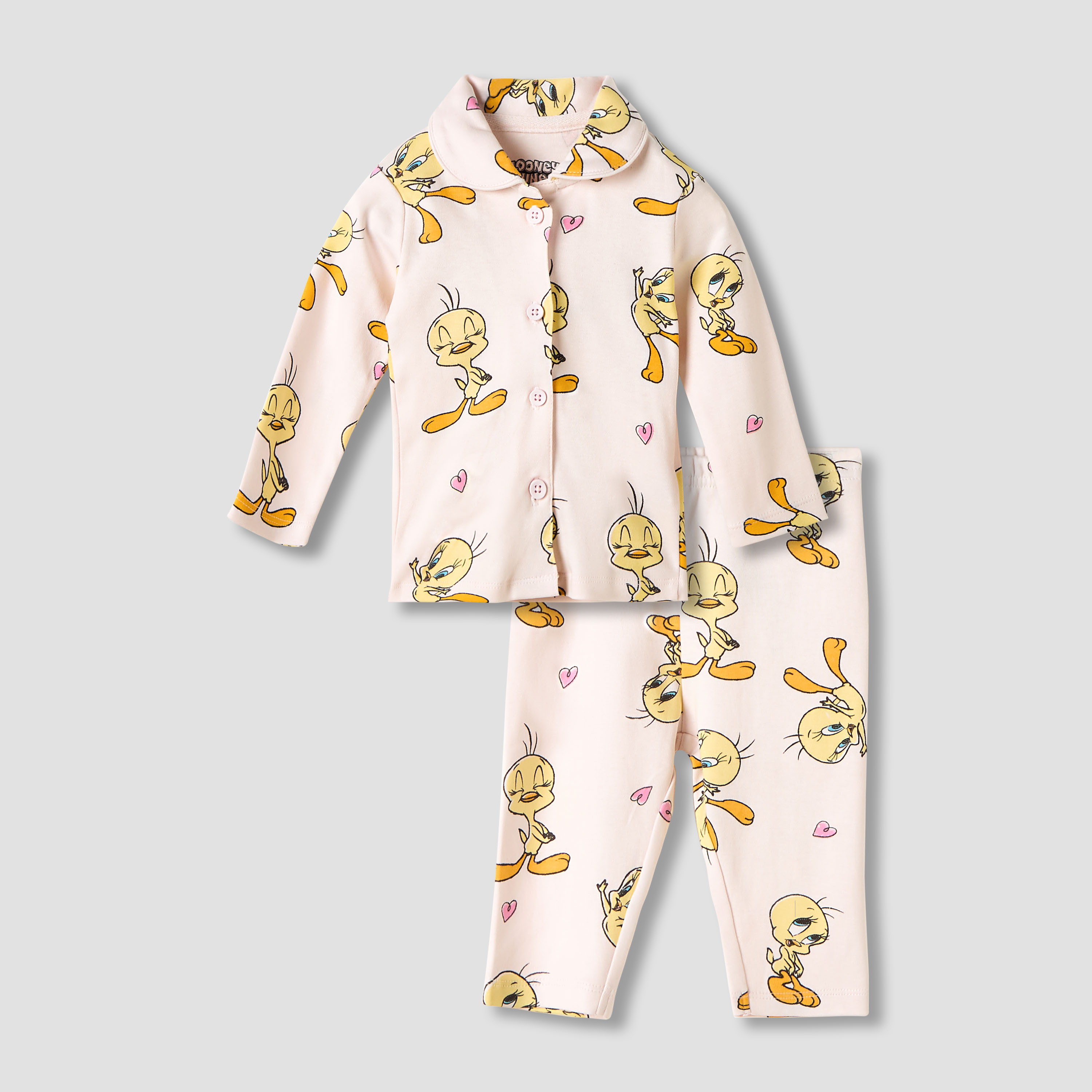 Disney Tweety Print Shirt and Pyjama Set-baby-girls-clothing-nightwear-pyjamasets-image-1