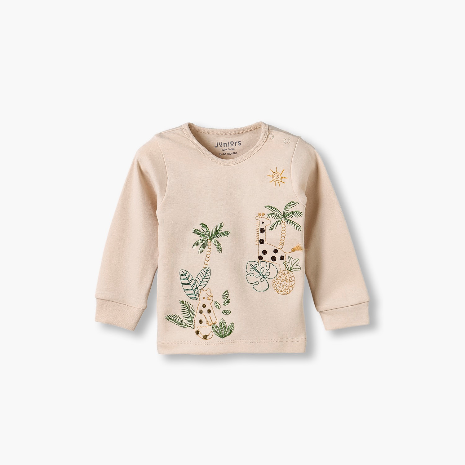 طقم بيجاما قطن بأكمام طويلة وياقة ضيقة بطبعات سفاري من جونيورز - طقم من قطعتين-baby-boys-clothing-nightwear-pyjamasets-image-3