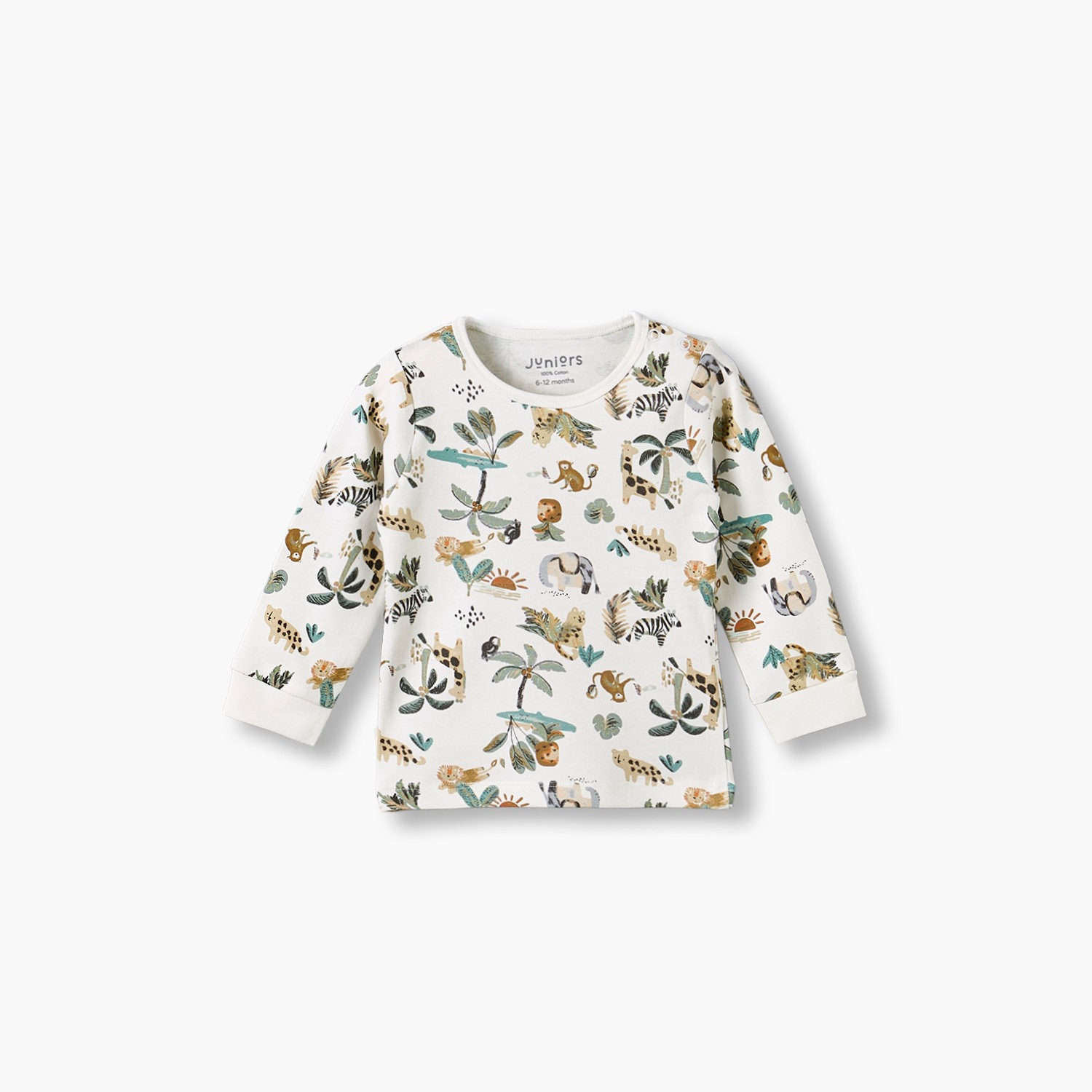 طقم بيجاما قطن بأكمام طويلة وياقة ضيقة بطبعات سفاري من جونيورز - طقم من قطعتين-baby-boys-clothing-nightwear-pyjamasets-image-7
