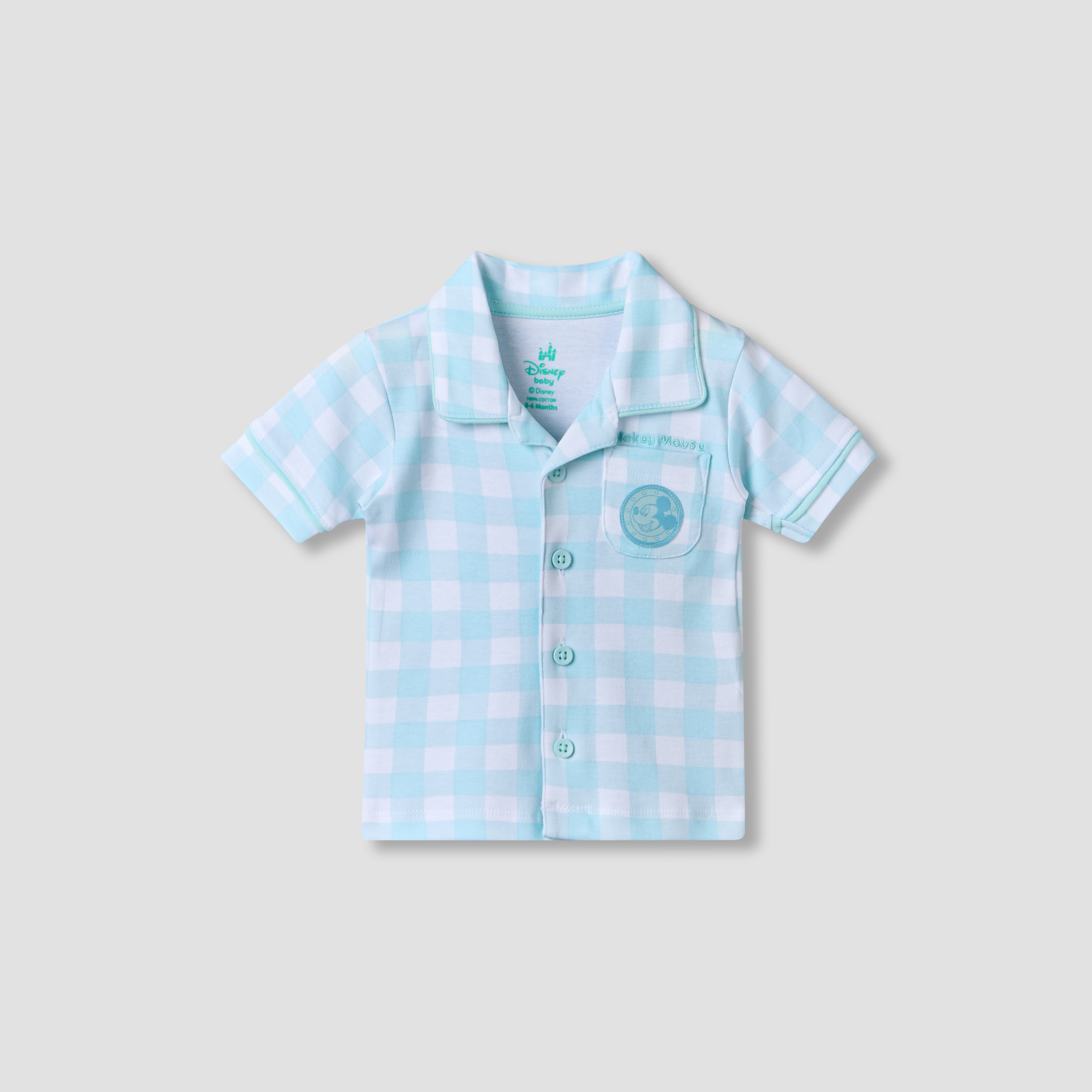 طقم شورت وقميص بأكمام قصيرة ورقبة عادية وزخارف ميكي ماوس من ديزني-baby-boys-clothing-setsandcoords-image-2
