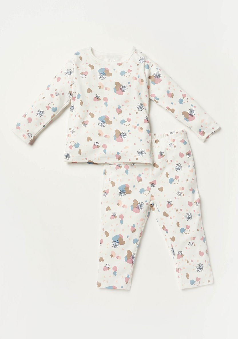 Juniors All-Over Heart Print T-shirt and Pyjama Set-Pyjama Sets-image-0