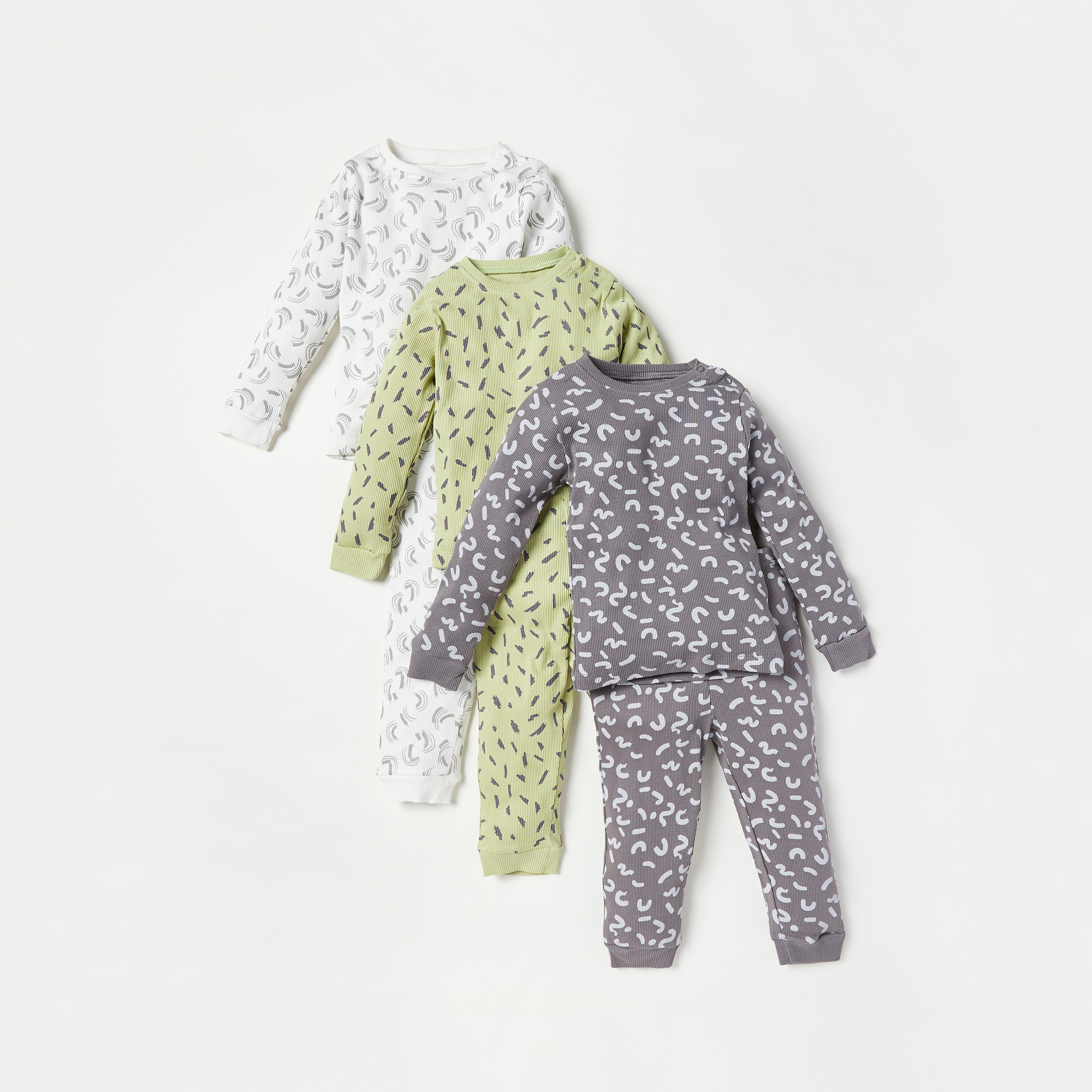 بنطلون بيجاما وتيشيرت بأكمام طويلة وطبعات من جونيورز - مجموعة من 3 أطقم-baby-boys-clothing-nightwear-pyjamasets-image-1