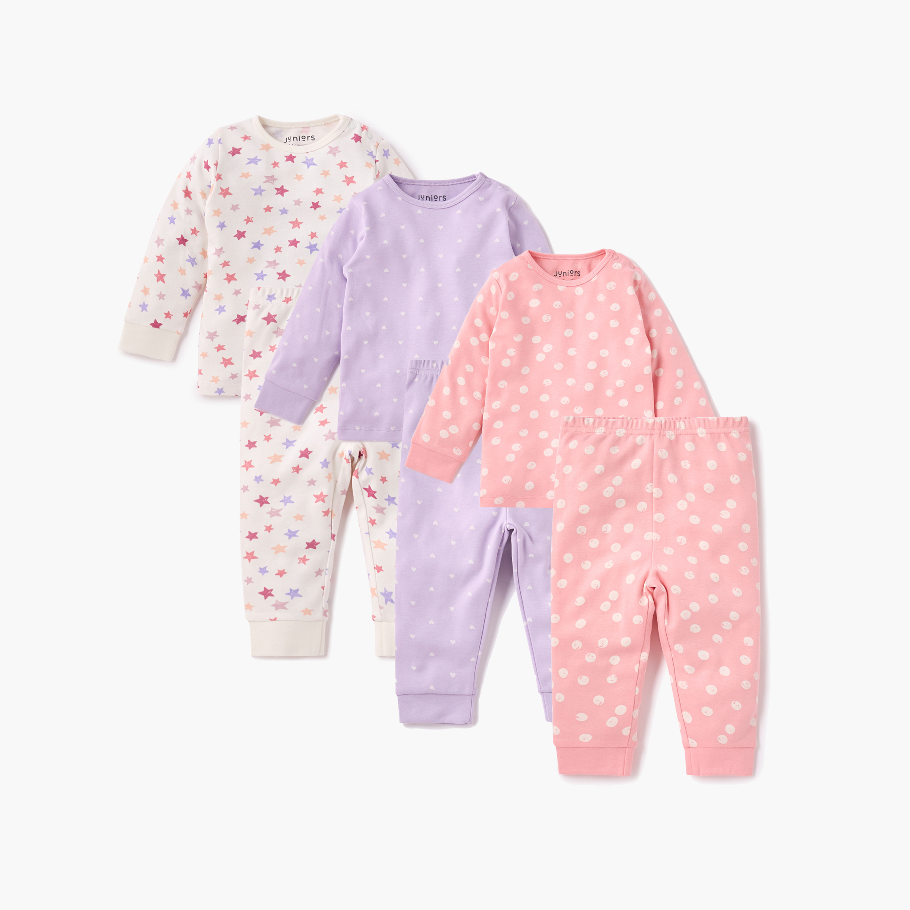 Juniors Printed T-shirt and Pyjama - Set of 3-baby-girls-clothing-nightwear-pyjamasets-image-1