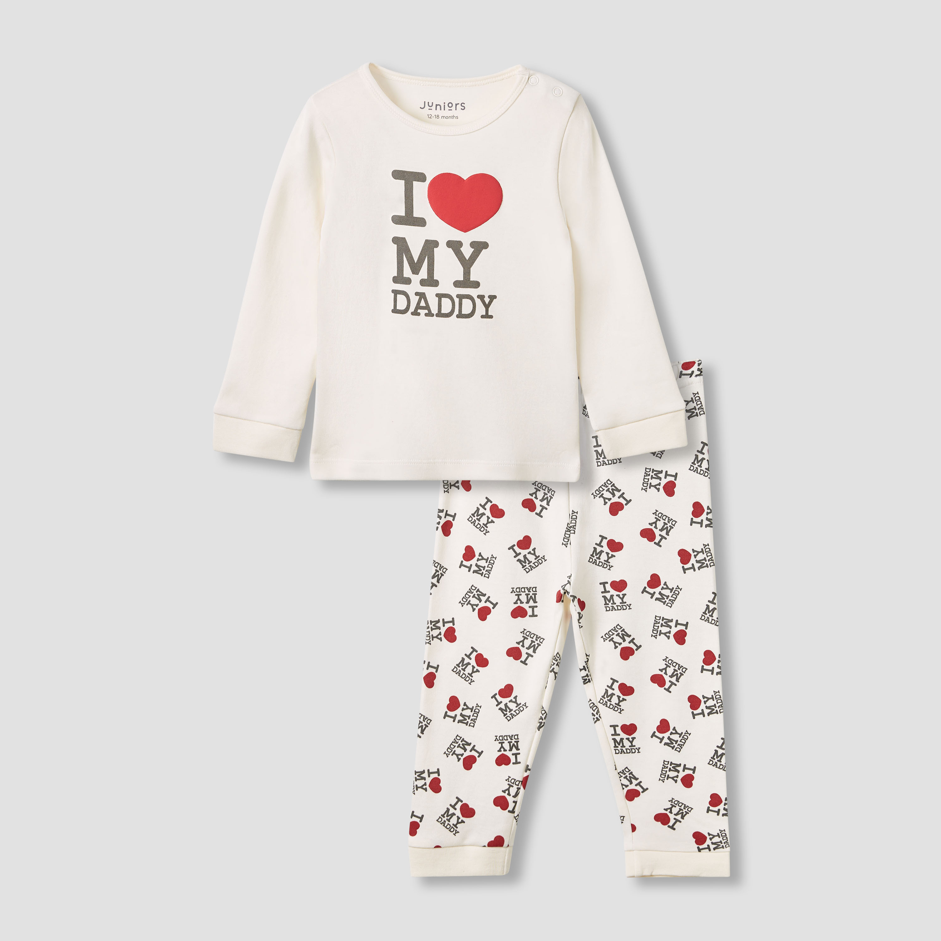 Juniors Heart Print T-shirt and Pyjama Set-baby-girls-clothing-nightwear-pyjamasets-image-1