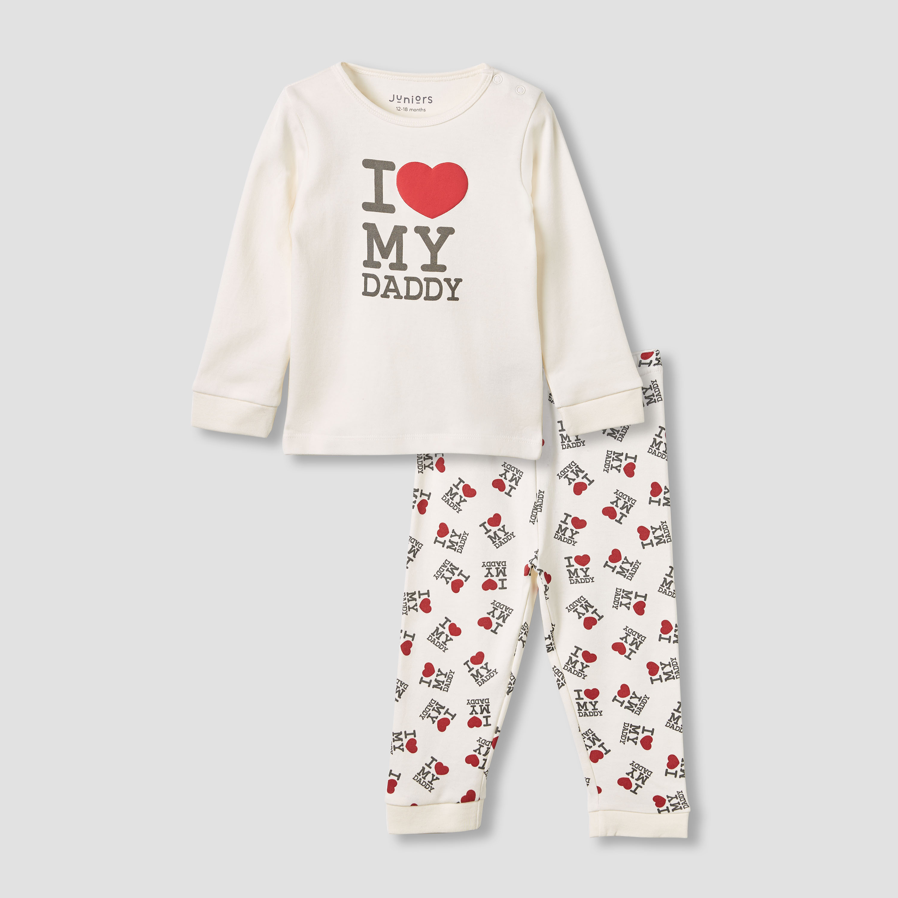 Juniors Heart Print T-shirt and Pyjama Set-baby-girls-clothing-nightwear-pyjamasets-image-1