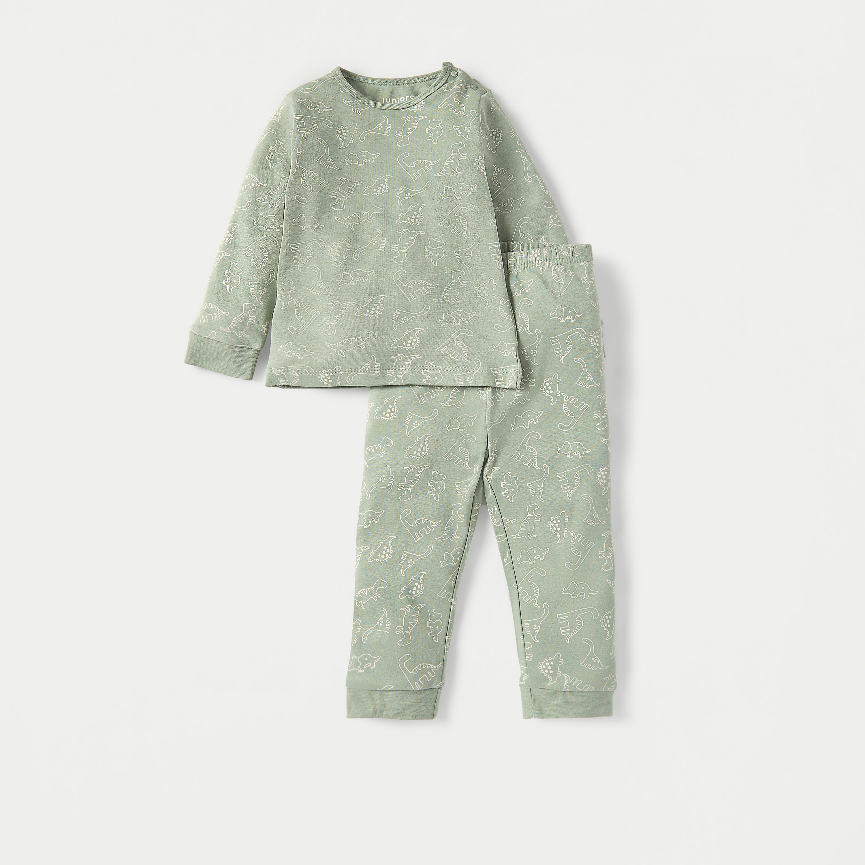 طقم بنطلون بيجاما وتيشيرت بطبعات ديناصور من جونيورز-baby-boys-clothing-nightwear-pyjamasets-image-1