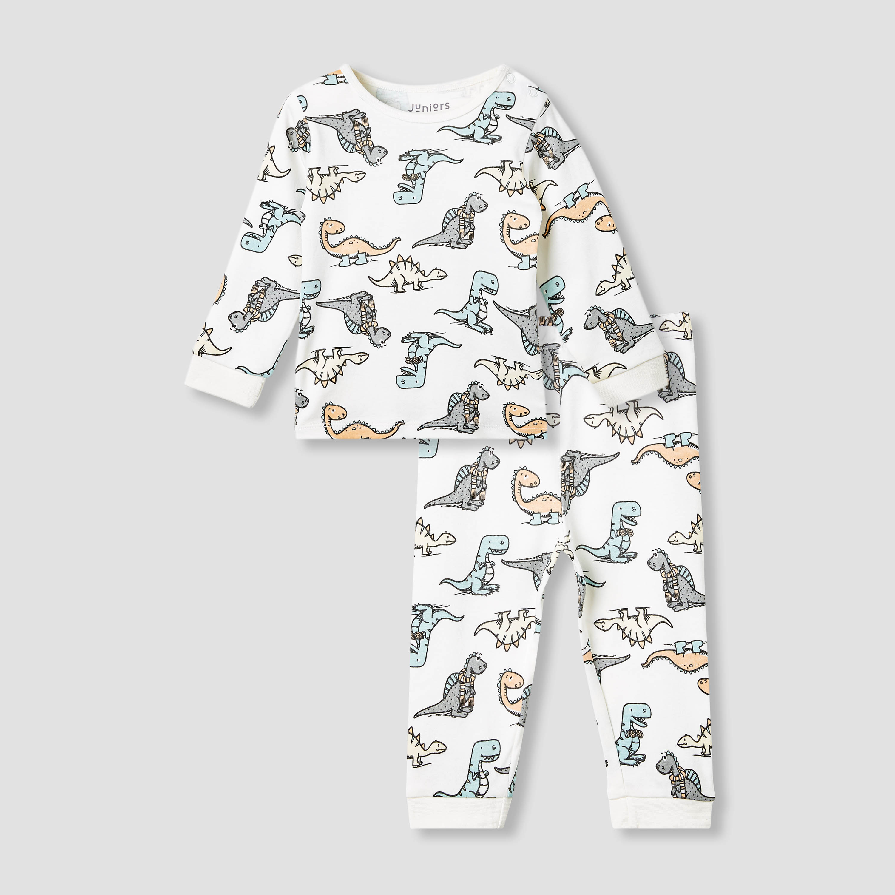 Juniors Dinosaur Print T-shirt and Pyjama Set-baby-boys-clothing-nightwear-pyjamasets-image-1
