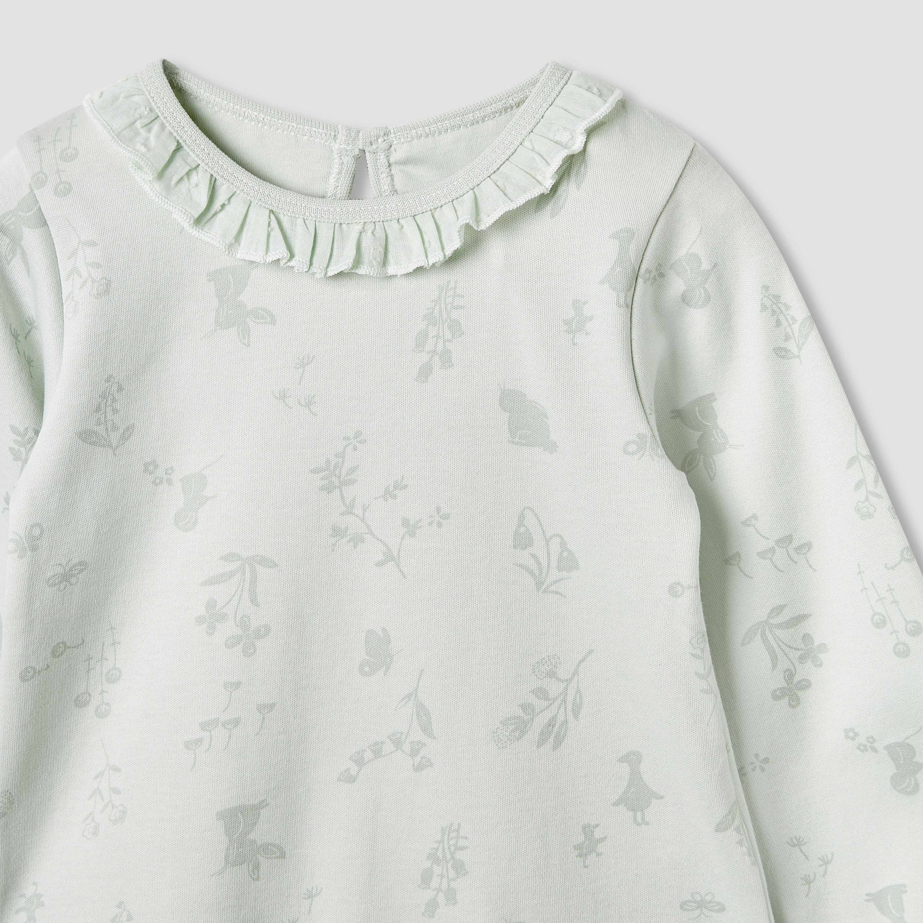 Juniors Floral Print Long Sleeve T-shirt and Pyjama Set-baby-girls-clothing-nightwear-pyjamasets-image-4