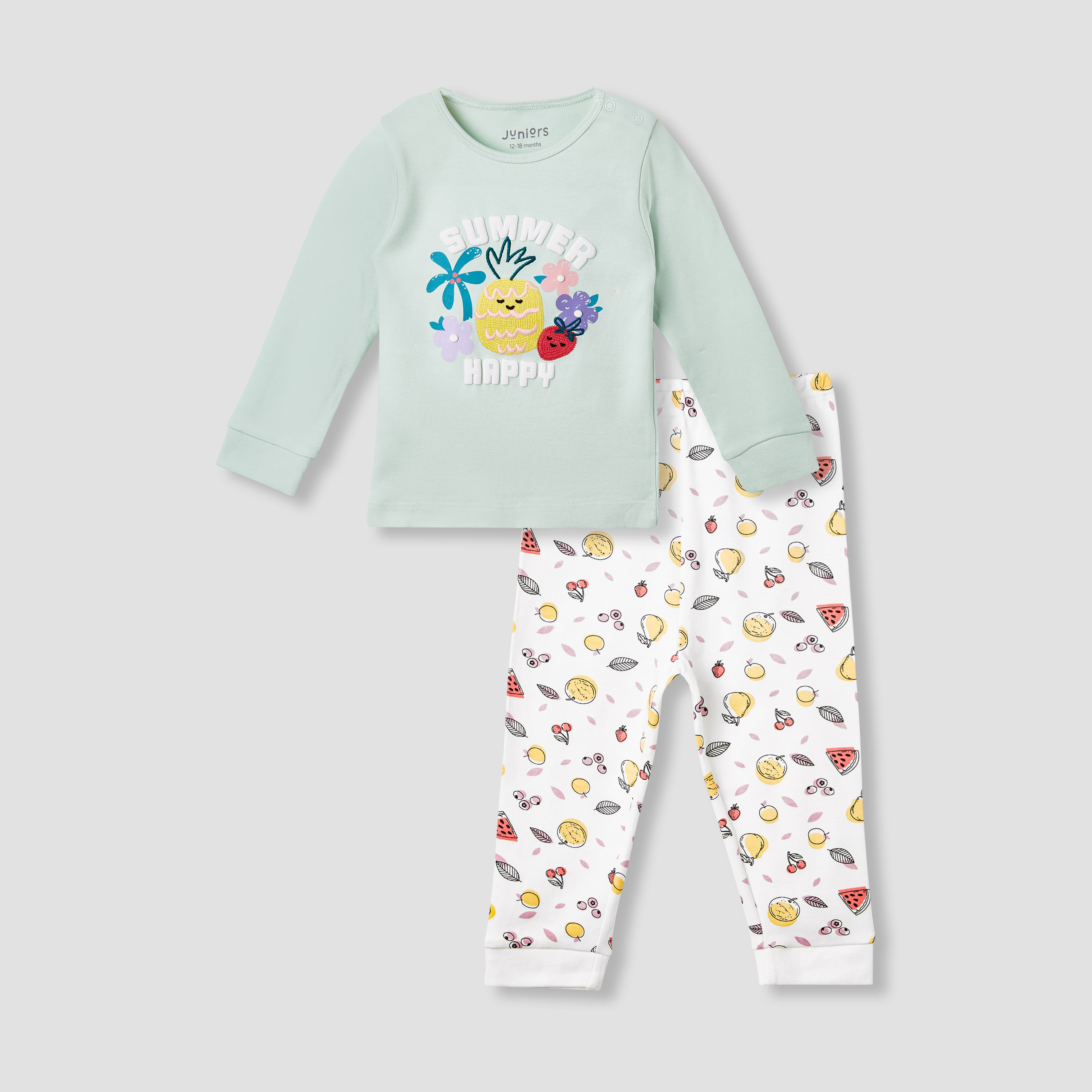 Juniors Printed T-shirt and Pyjama Set-baby-girls-clothing-nightwear-pyjamasets-image-1