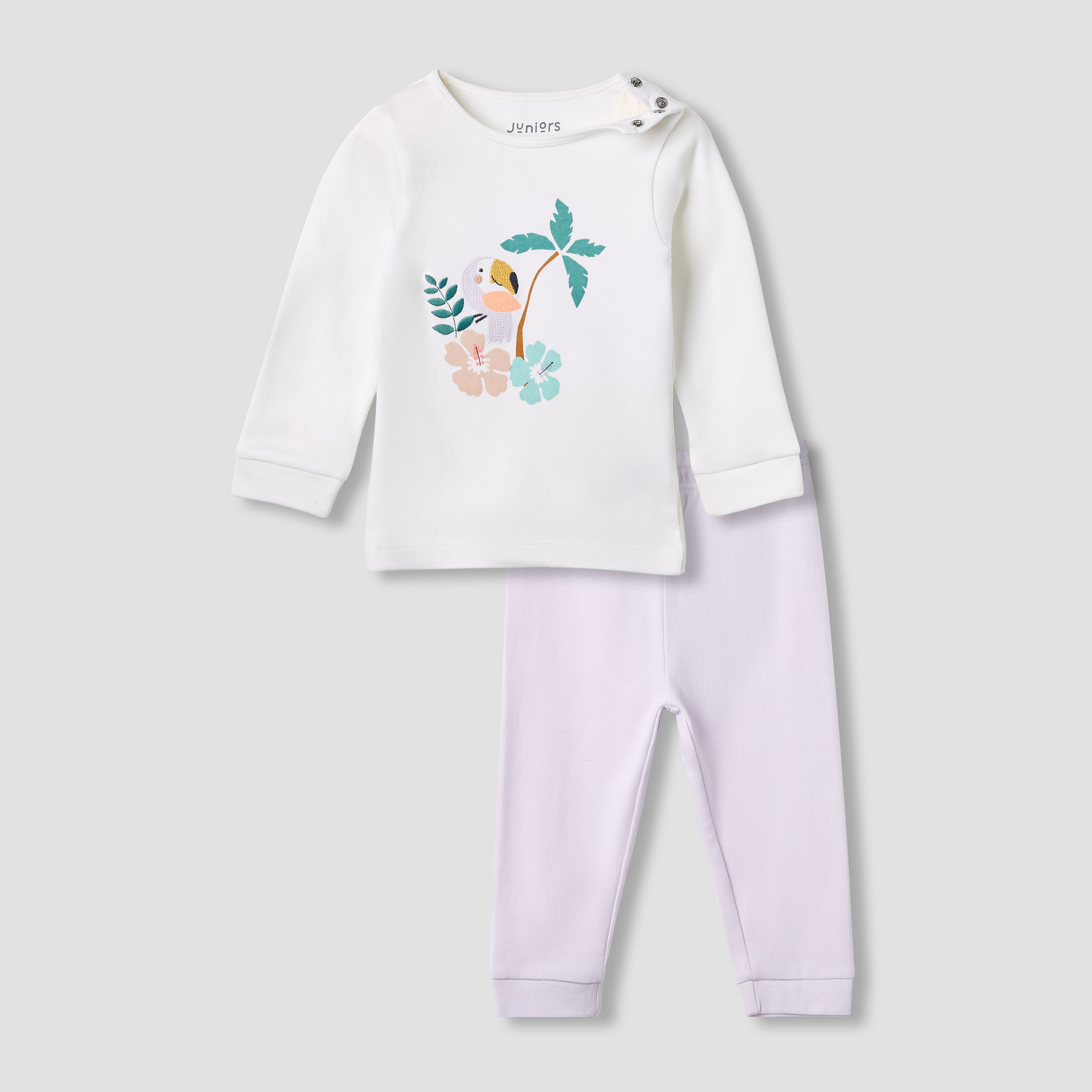 Juniors Printed T-shirt and Pyjama Set-baby-girls-clothing-nightwear-pyjamasets-image-1