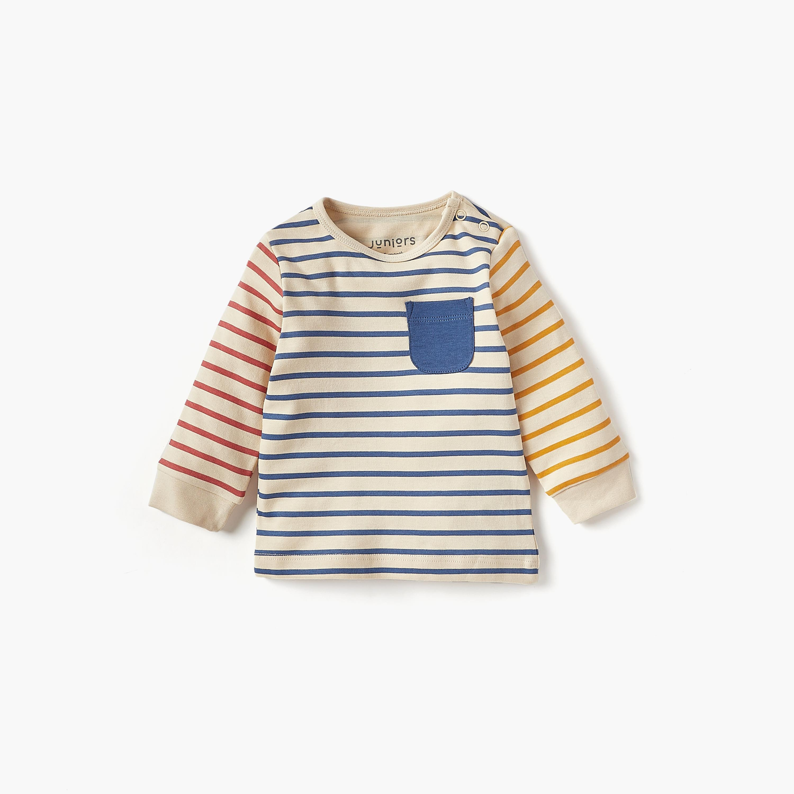 طقم تيشيرت مخطط بأكمام طويلة مع بنطلون بيجاما من جونيورز-baby-boys-clothing-nightwear-pyjamasets-image-2
