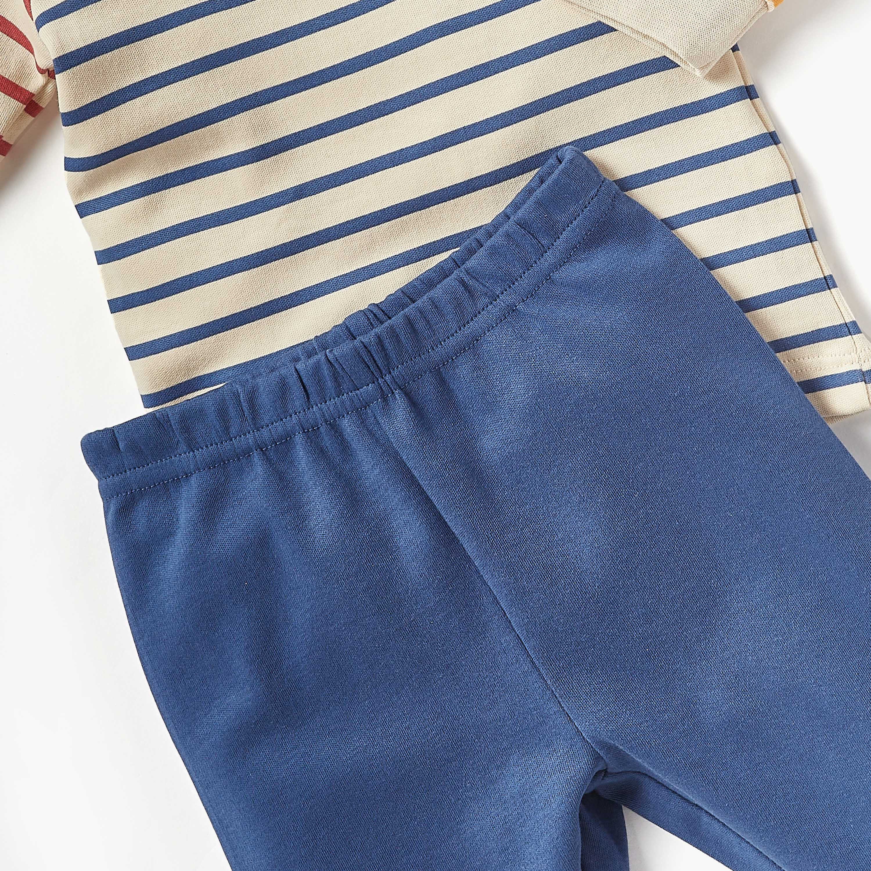 طقم تيشيرت مخطط بأكمام طويلة مع بنطلون بيجاما من جونيورز-baby-boys-clothing-nightwear-pyjamasets-image-5